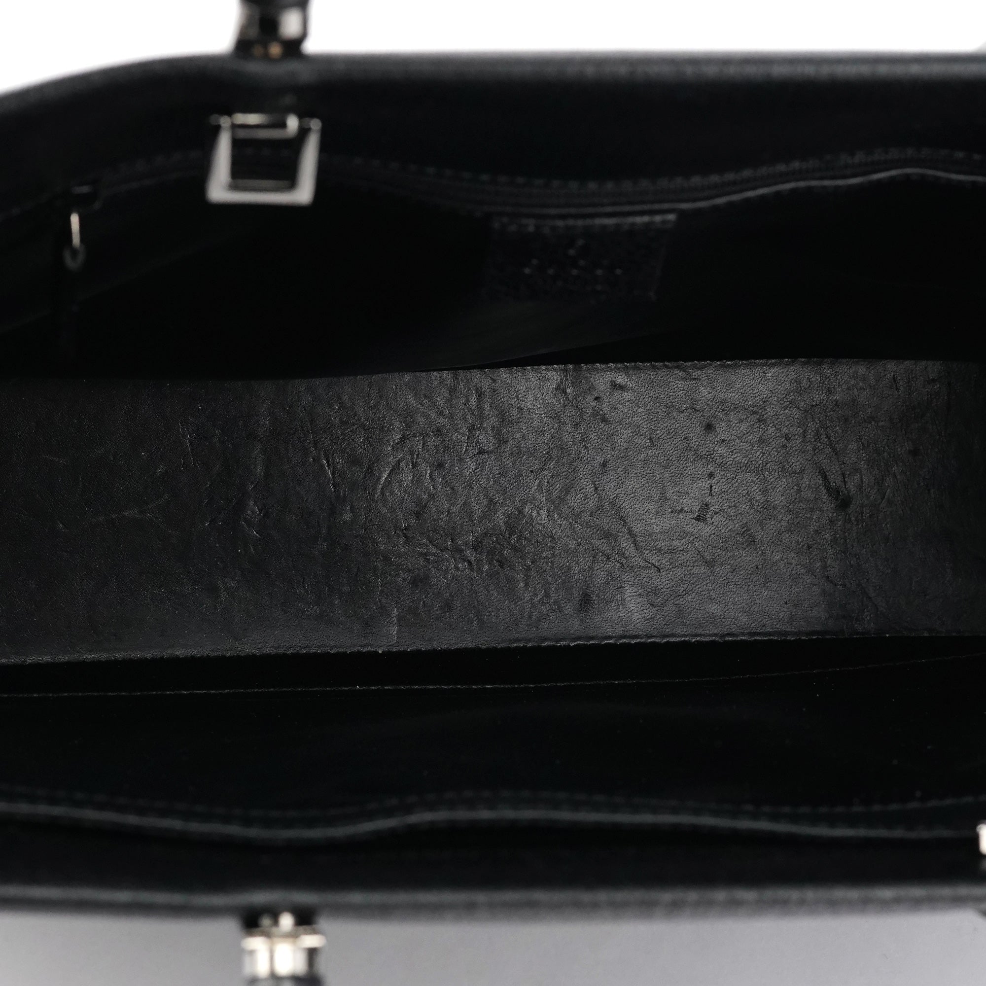 Black Leather Bamboo Tote Bag