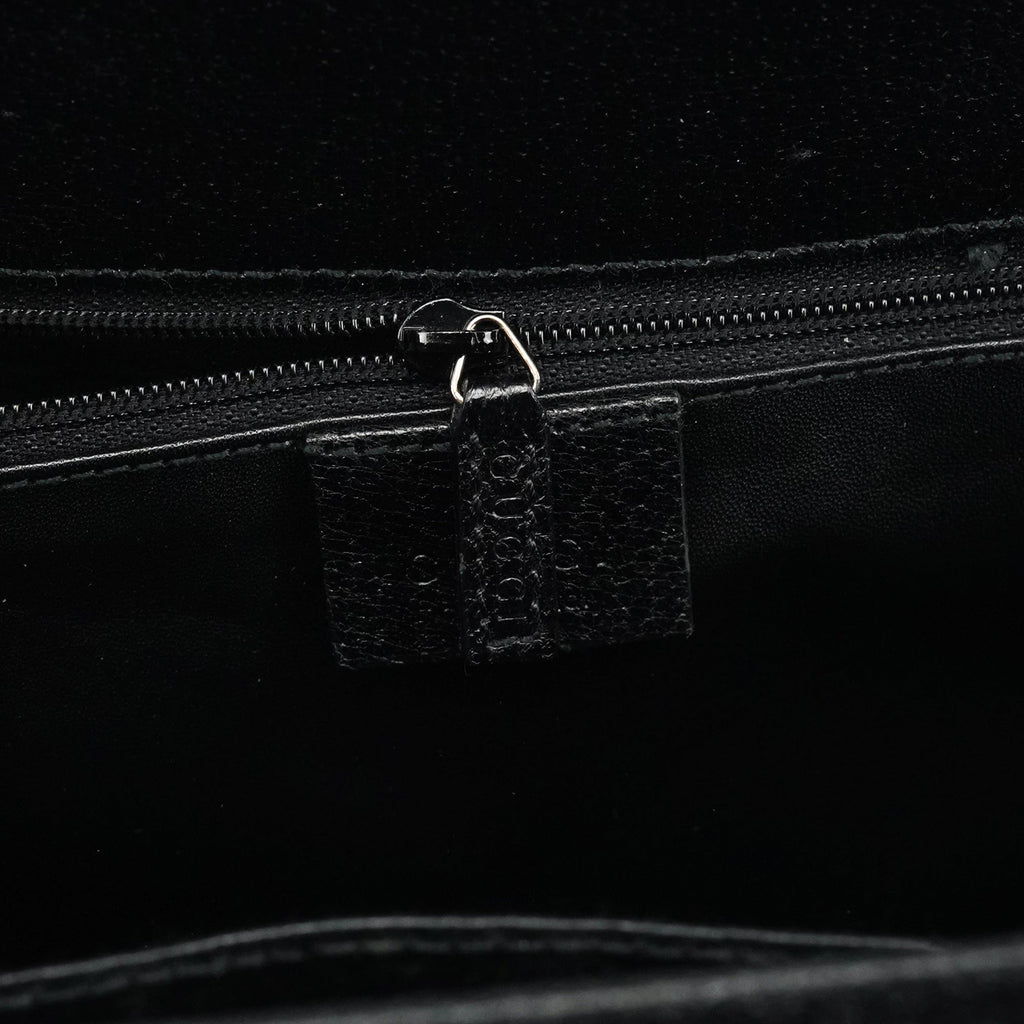 Black Leather Bamboo Tote Bag