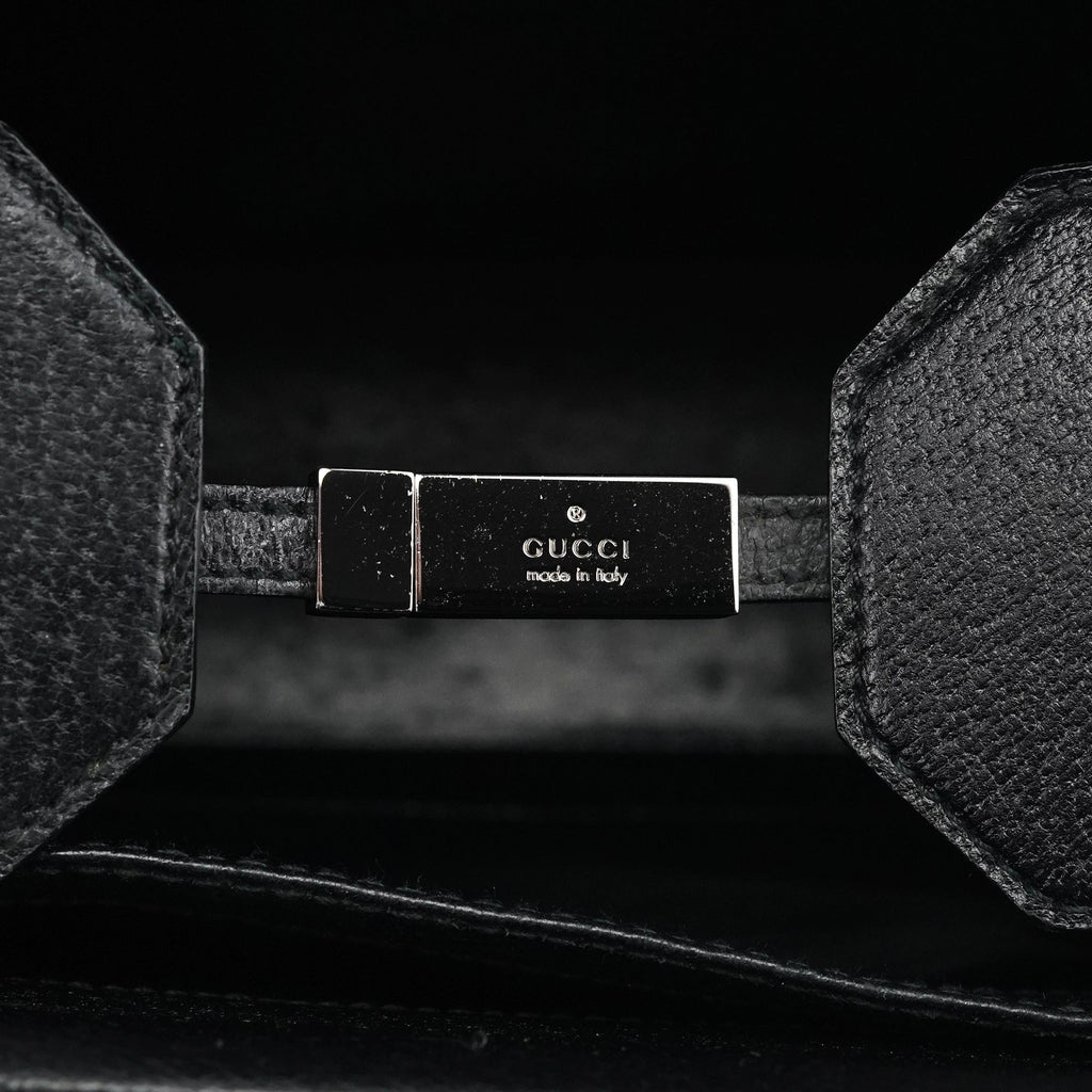 Black Leather Bamboo Tote Bag