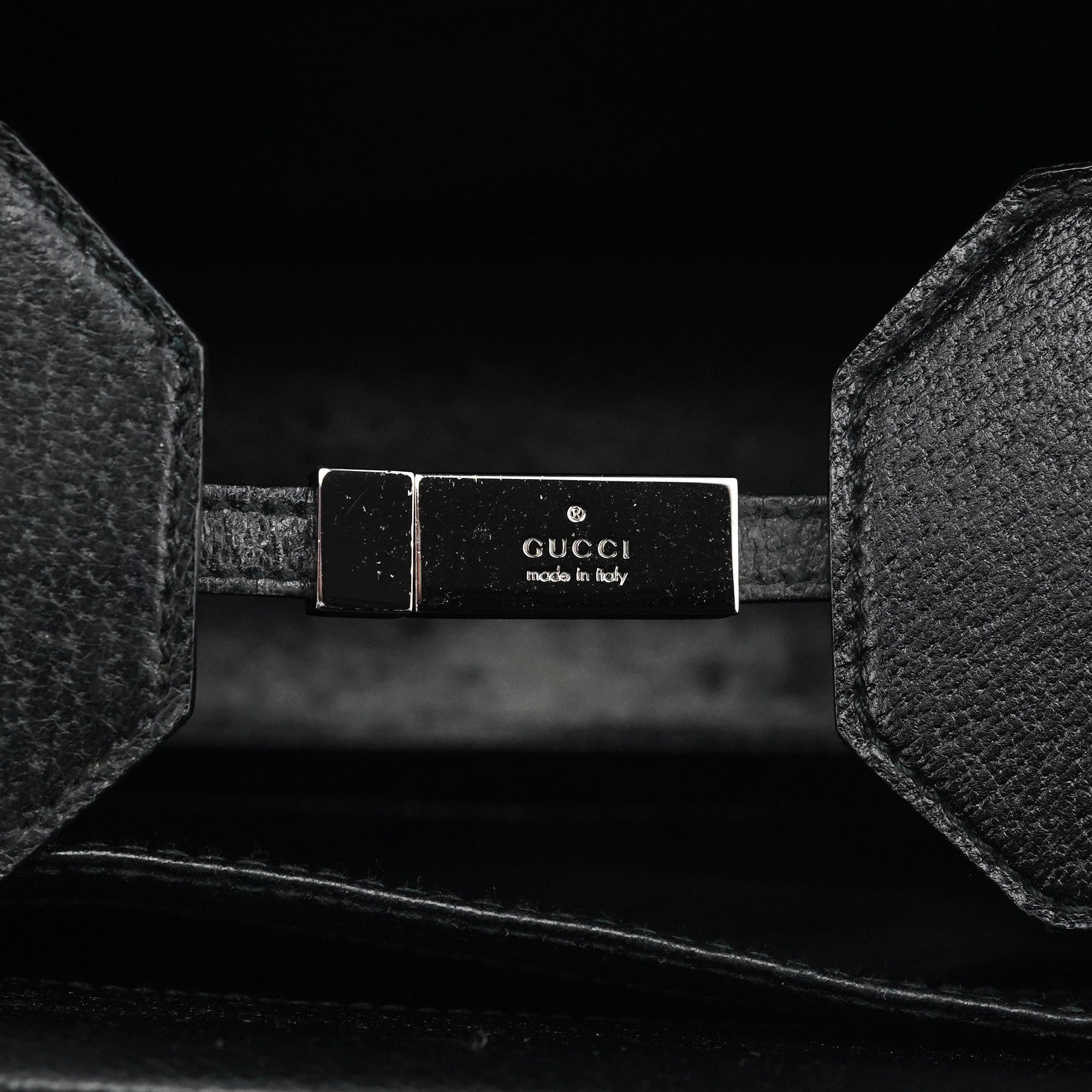 Black Leather Bamboo Tote Bag