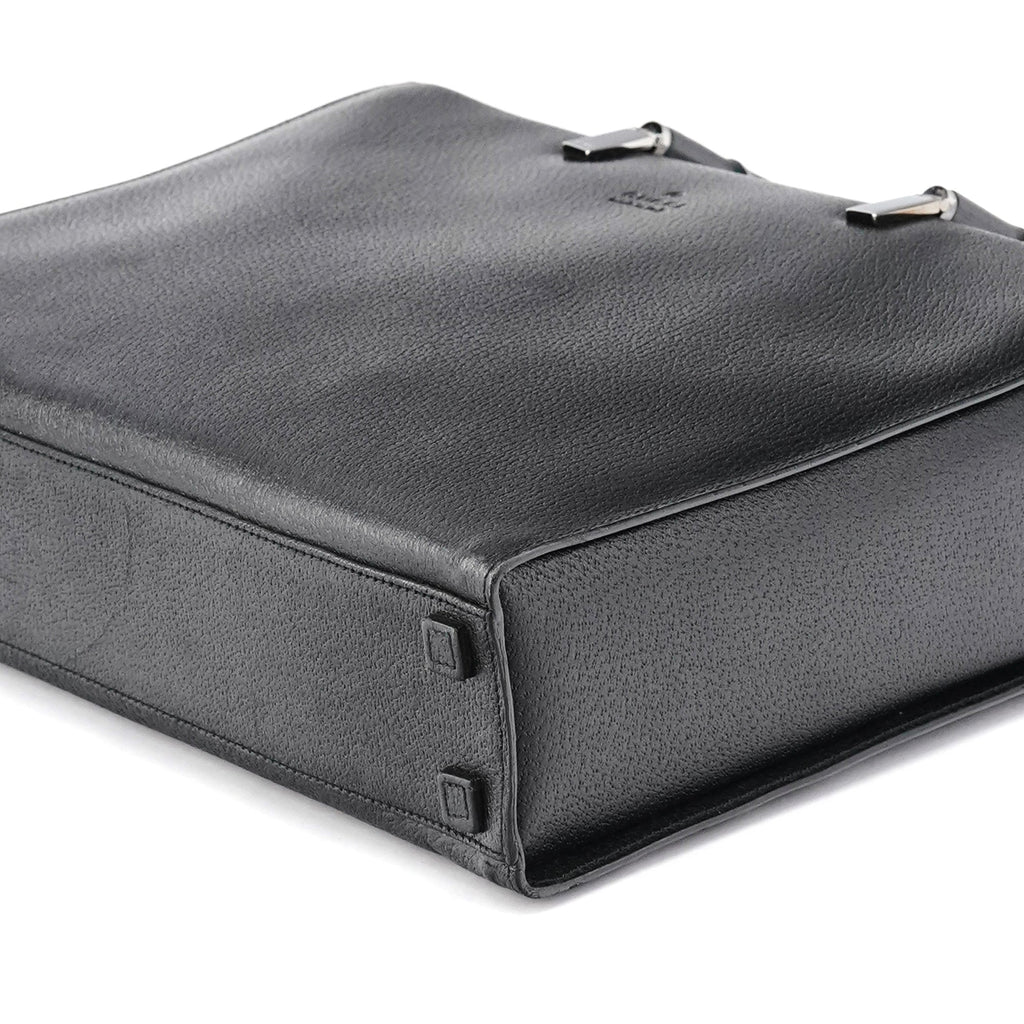 Black Leather Bamboo Tote Bag