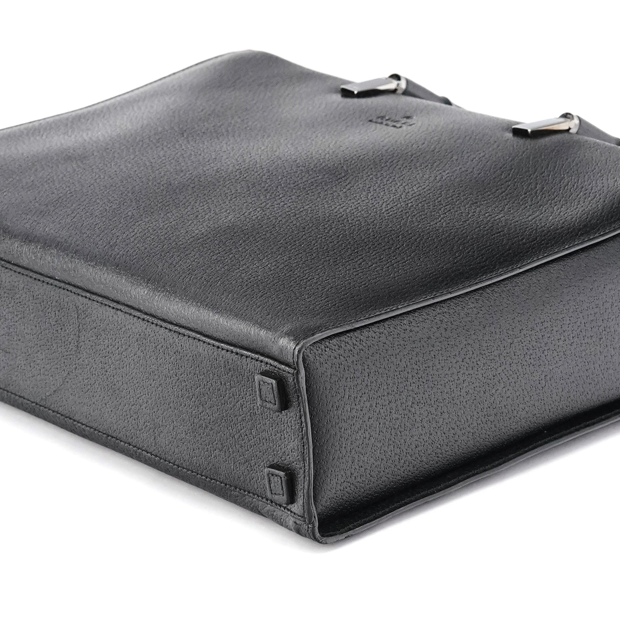 Black Leather Bamboo Tote Bag