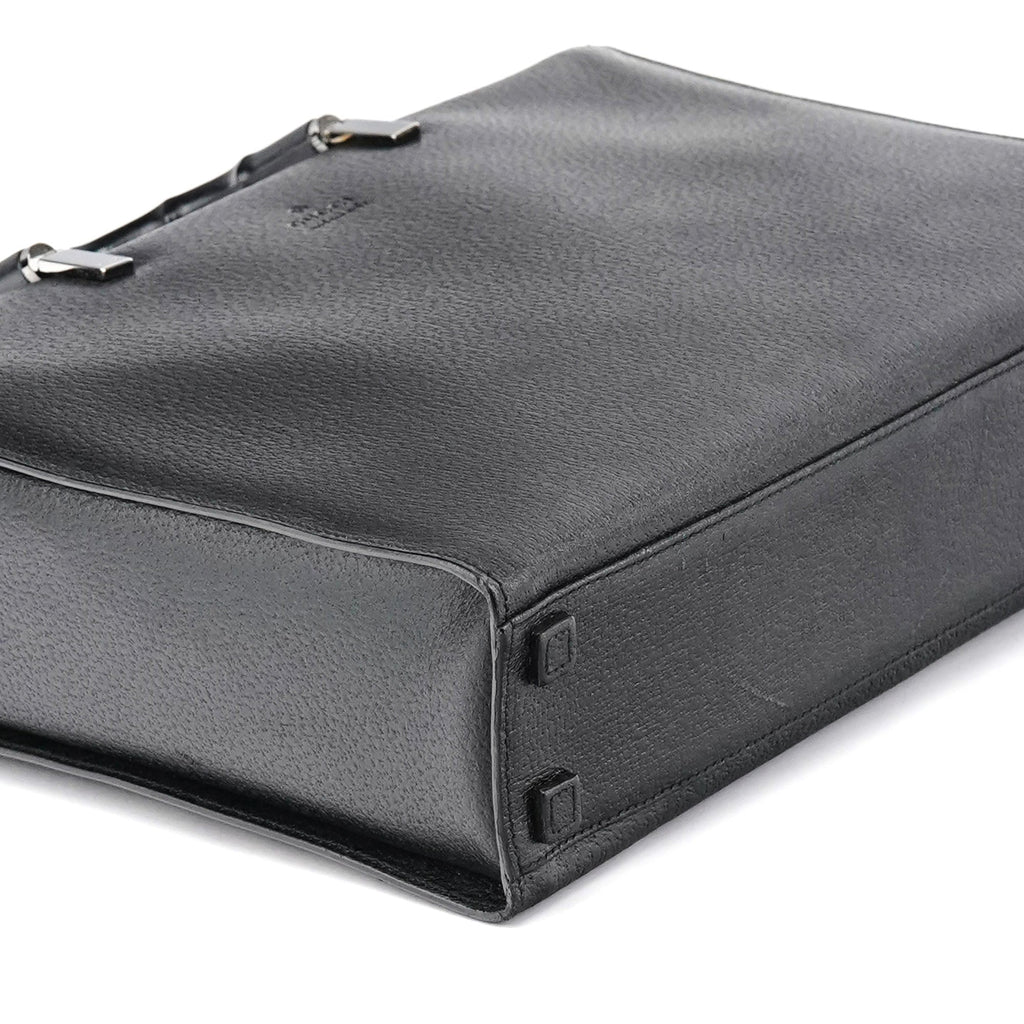 Black Leather Bamboo Tote Bag