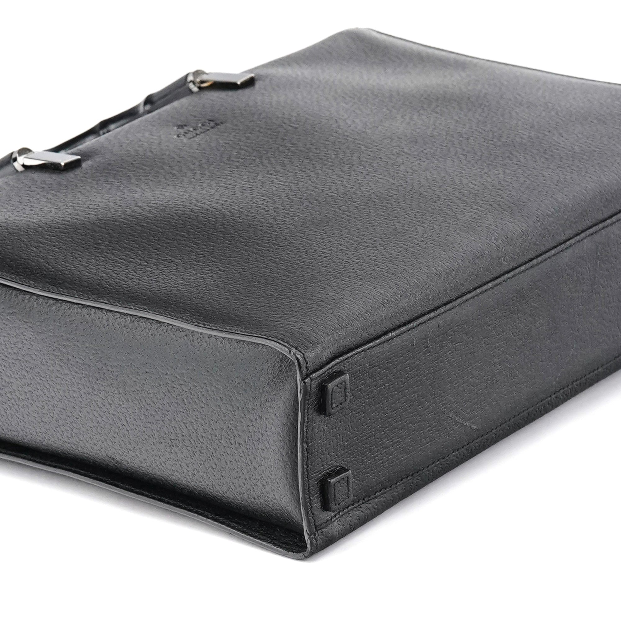 Black Leather Bamboo Tote Bag