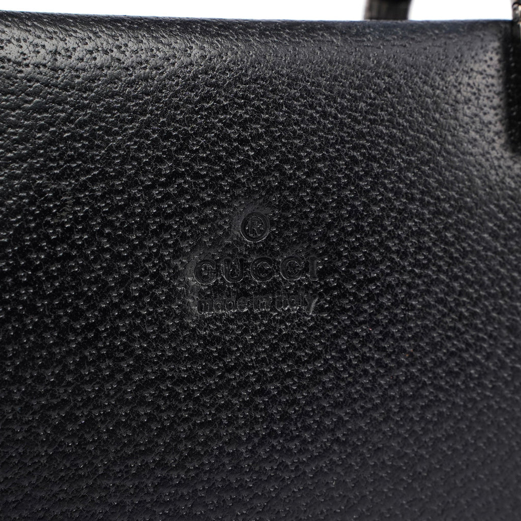 Black Leather Bamboo Tote Bag