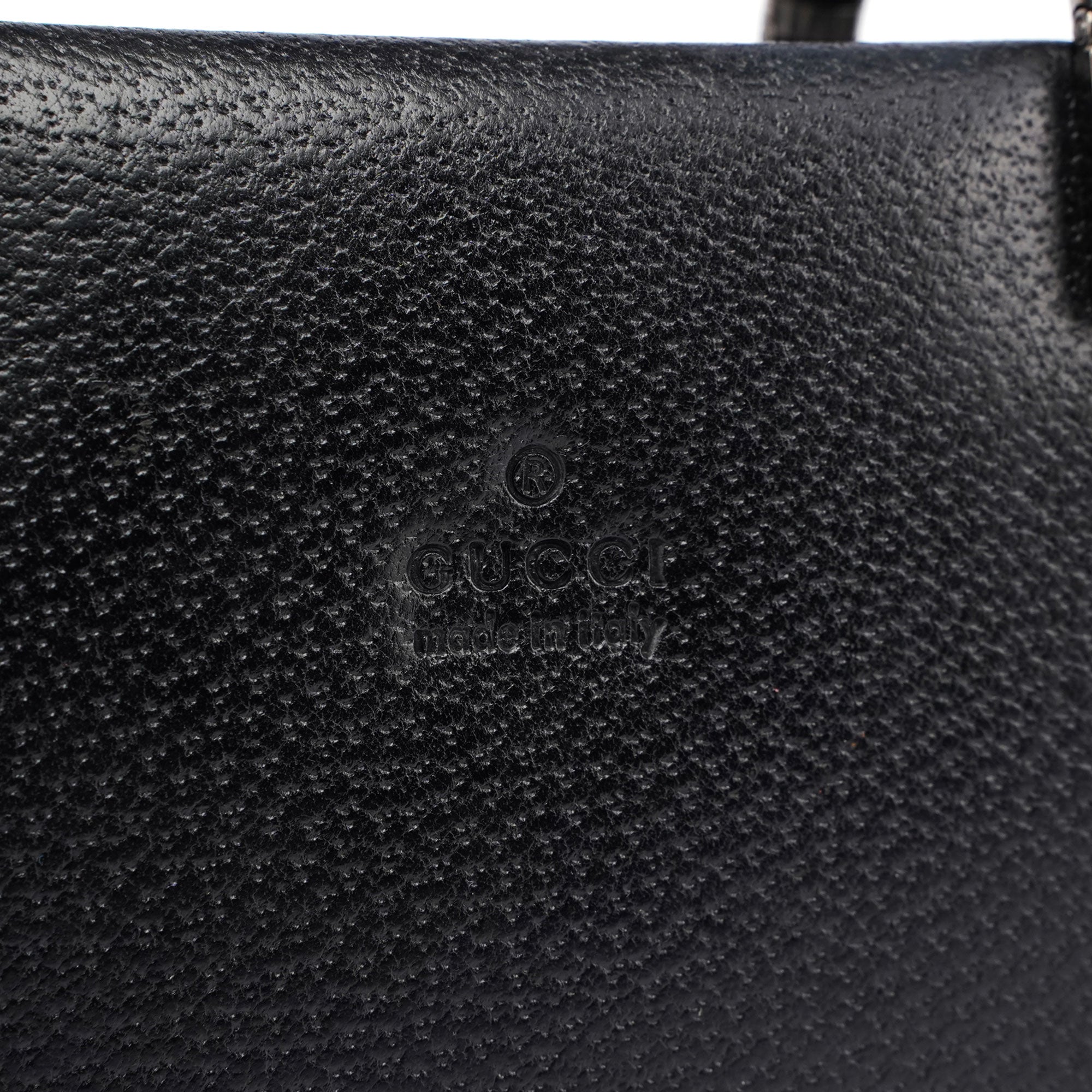 Black Leather Bamboo Tote Bag