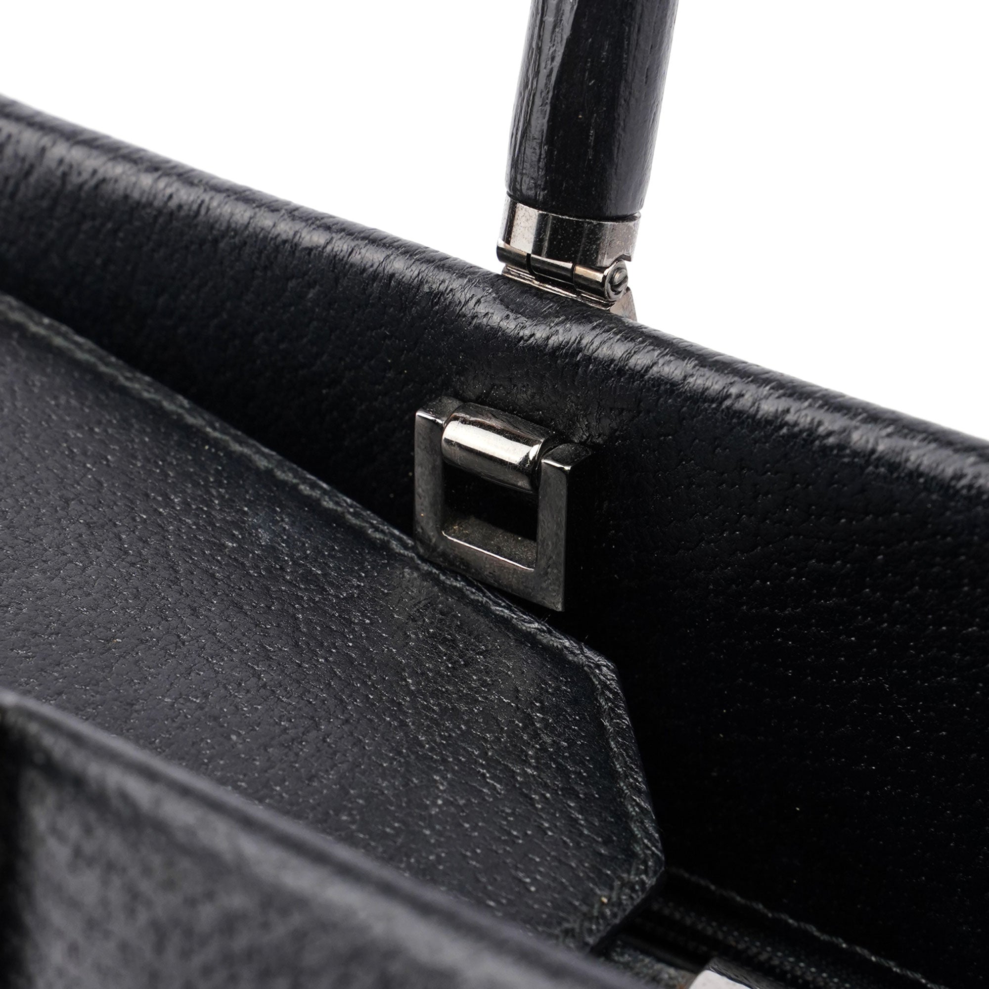 Black Leather Bamboo Tote Bag