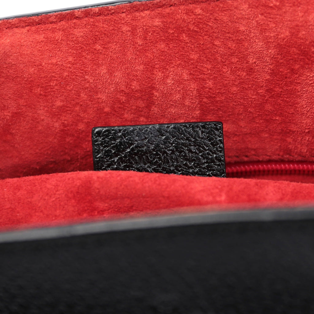 Black Leather Bamboo Tote Bag