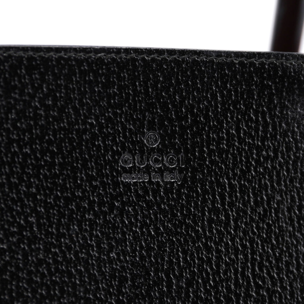 Black Leather Bamboo Tote Bag