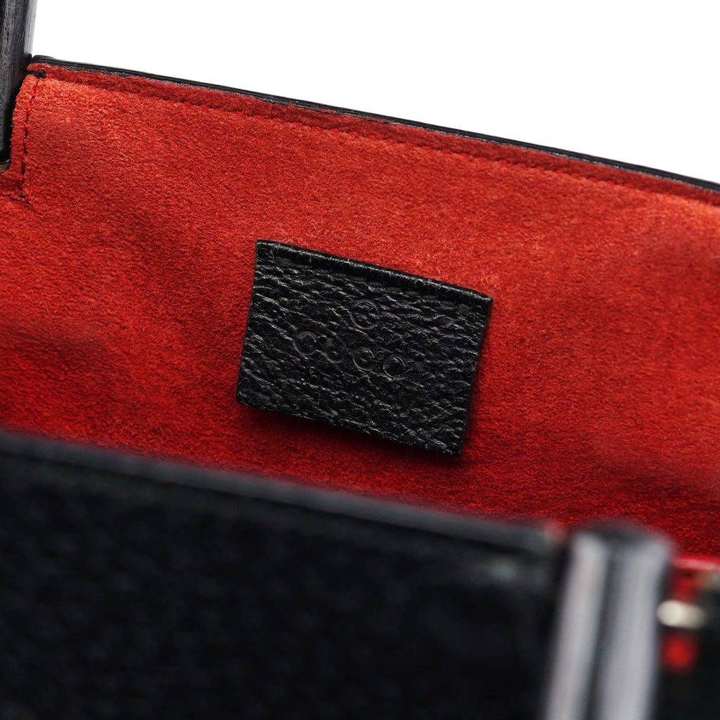Black Leather Bamboo Tote Bag