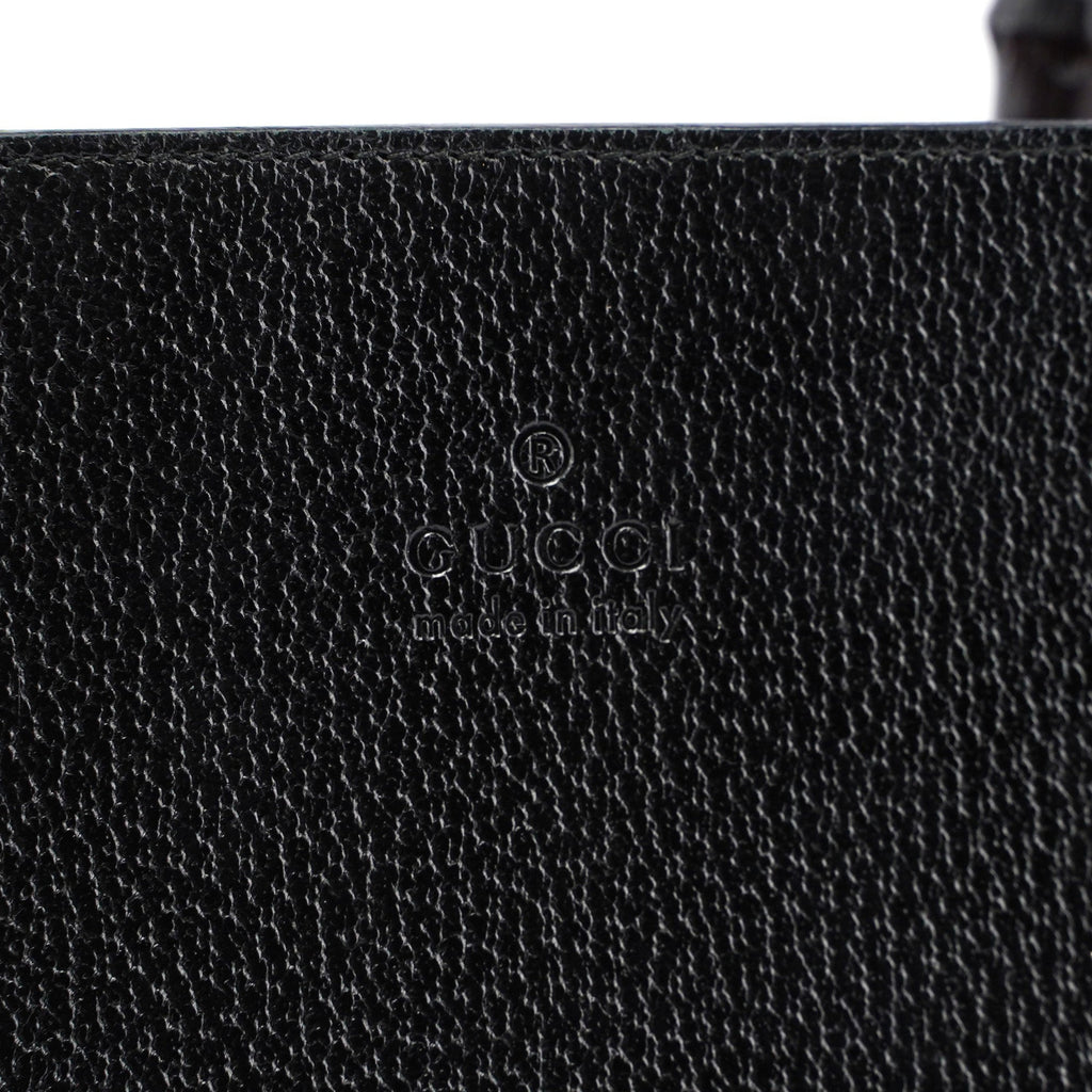 Black Leather Bamboo Tote Red Int