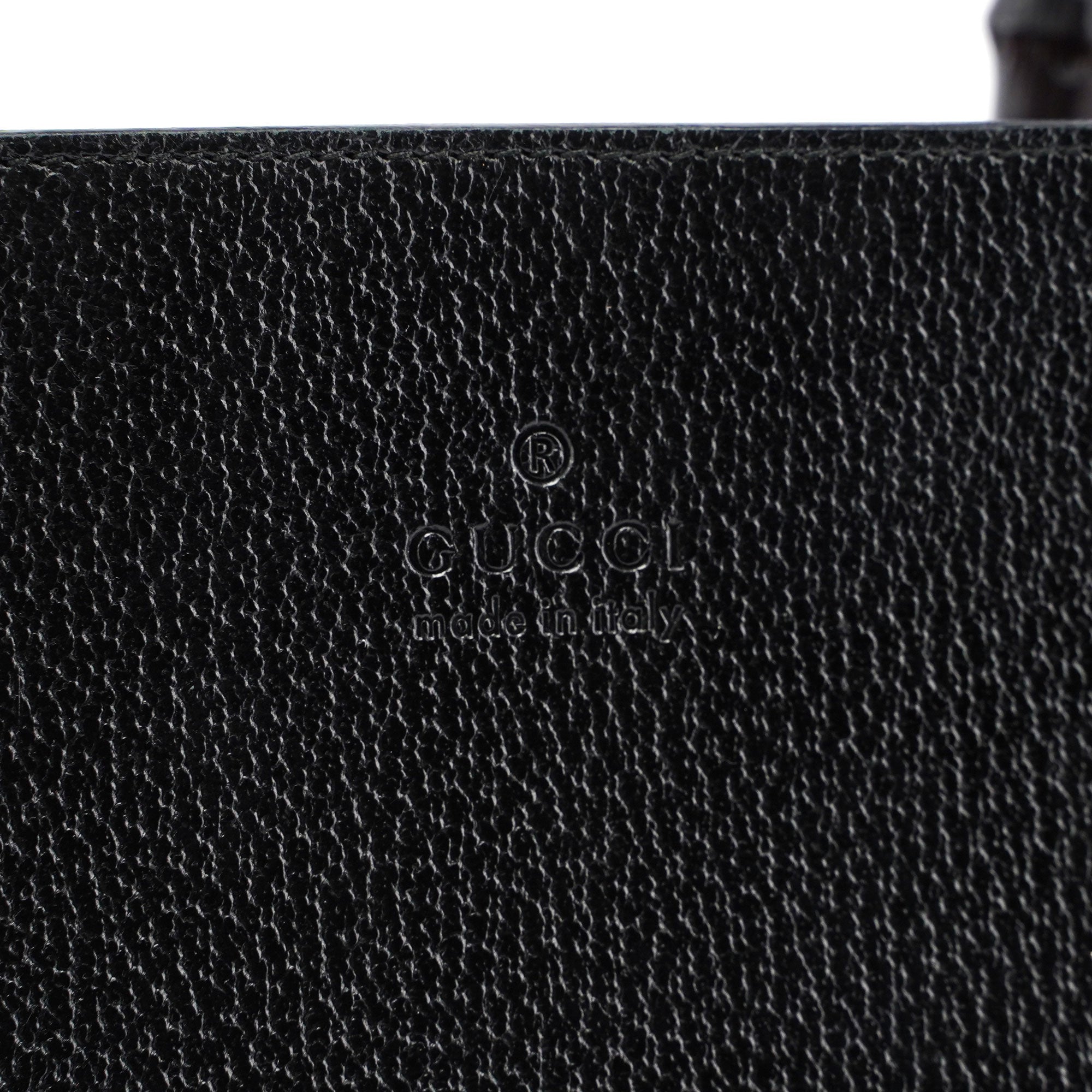Black Leather Bamboo Tote Red Int