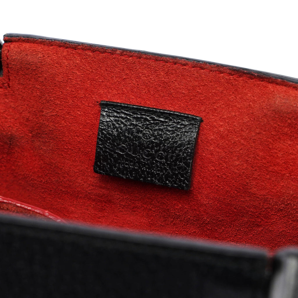 Black Leather Bamboo Tote Red Int