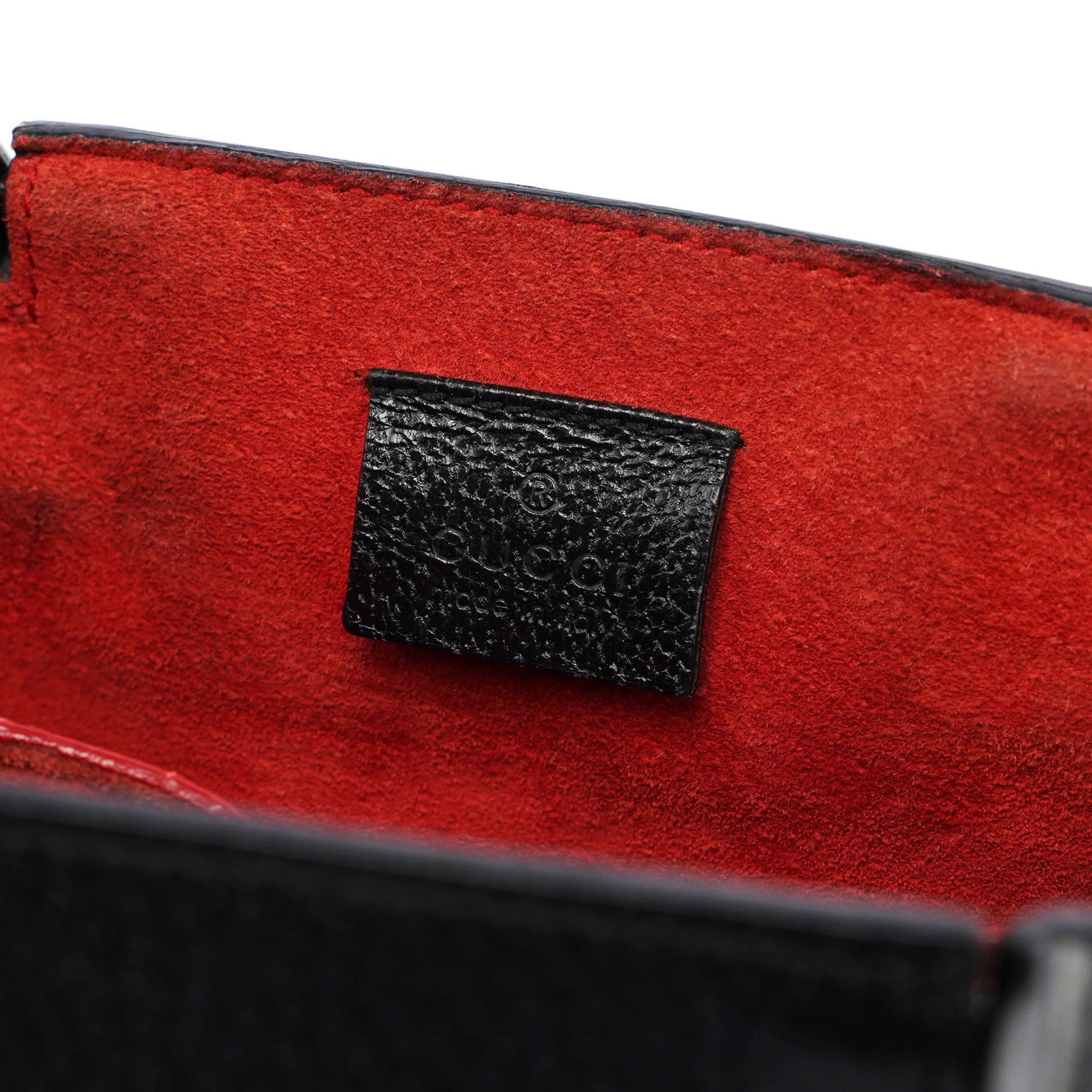 Black Leather Bamboo Tote Red Int
