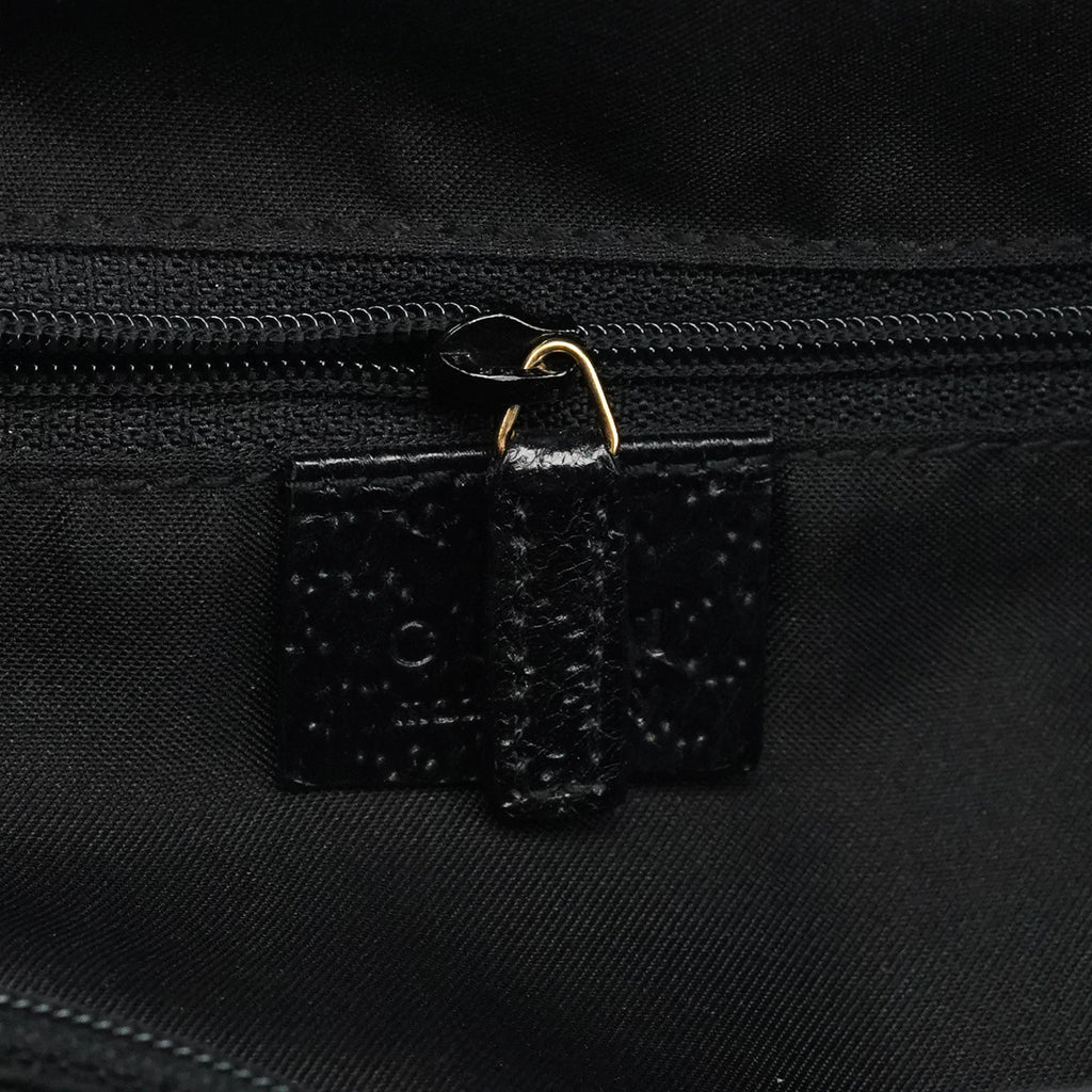 035694 Black Leather Diana Bamboo Tote Bag