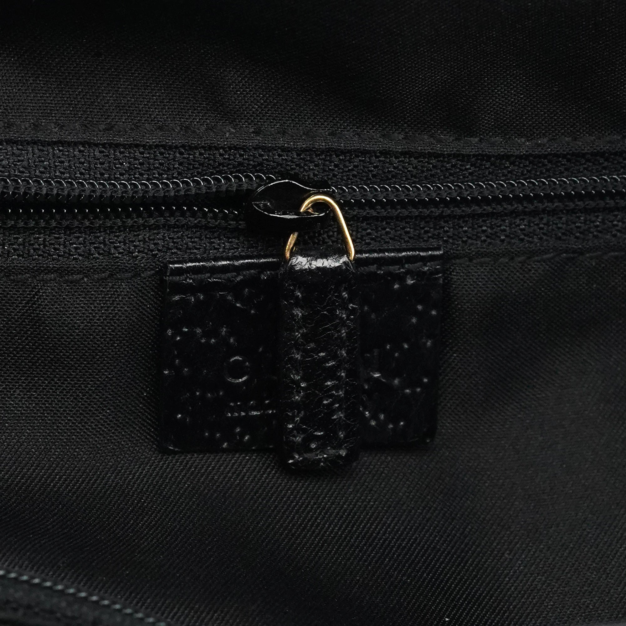 035694 Black Leather Diana Bamboo Tote Bag