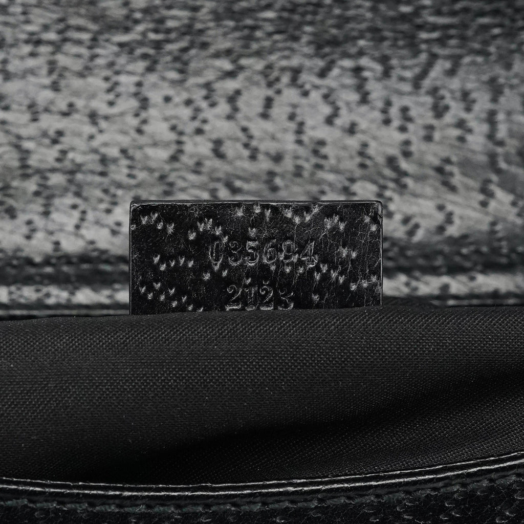 035694 Black Leather Diana Bamboo Tote Bag
