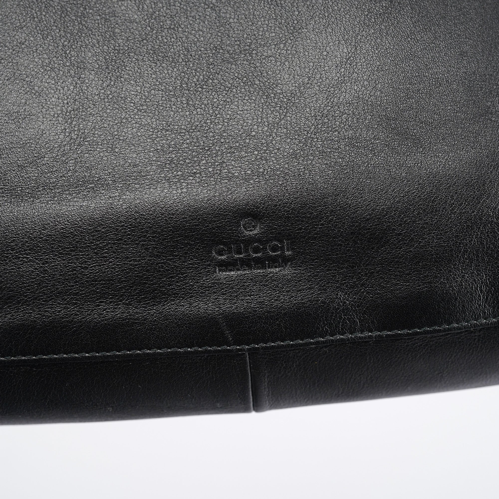 Black Leather Drawstring Shoulder Bag