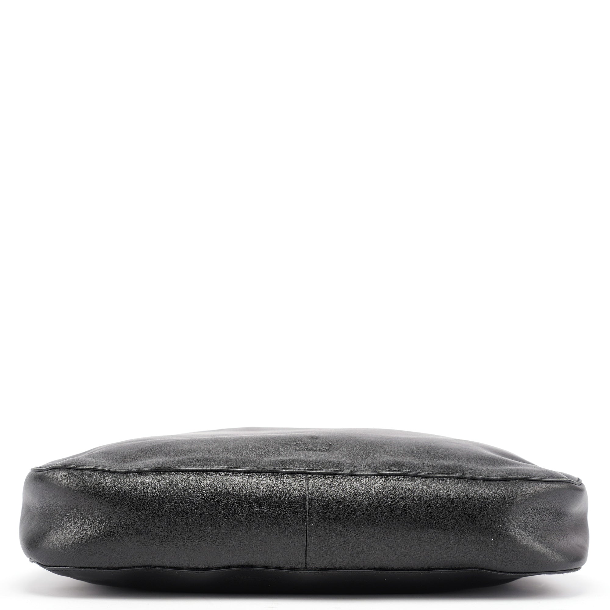 Black Leather Drawstring Shoulder Bag