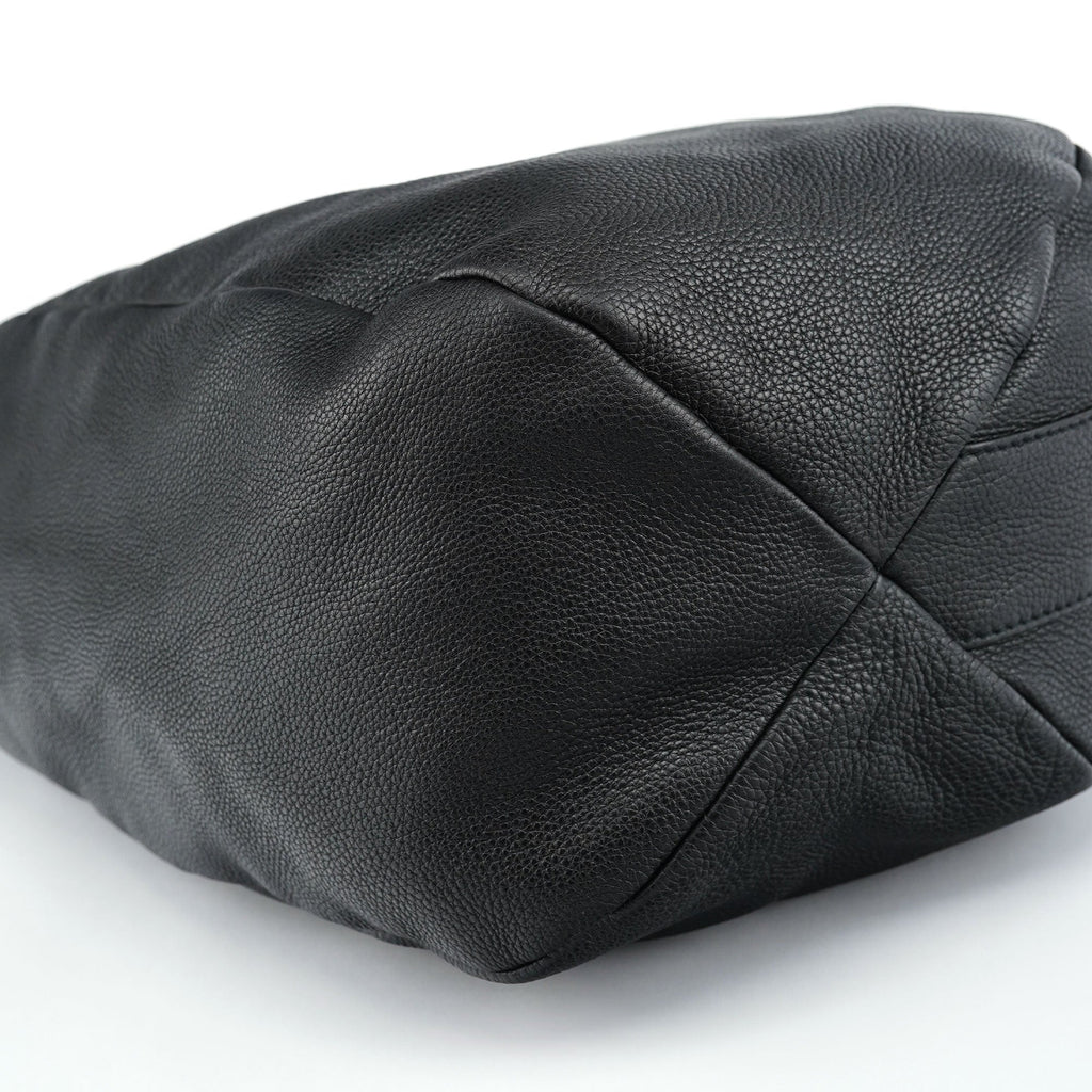 Black Leather Hobo Shoulder Bag