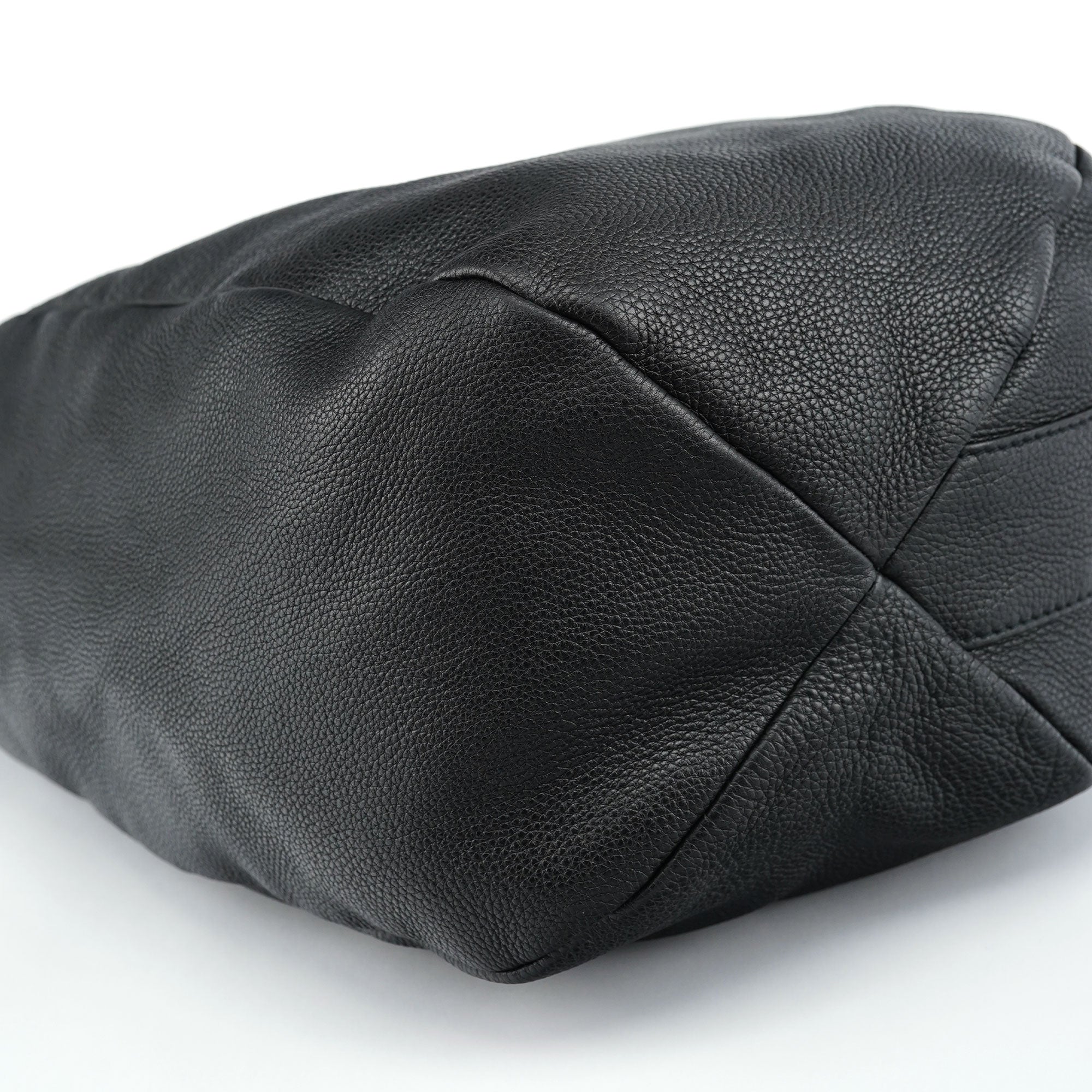 Black Leather Hobo Shoulder Bag