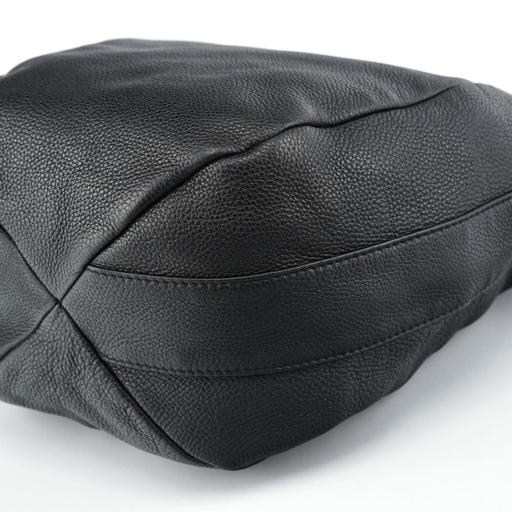 Black Leather Hobo Shoulder Bag