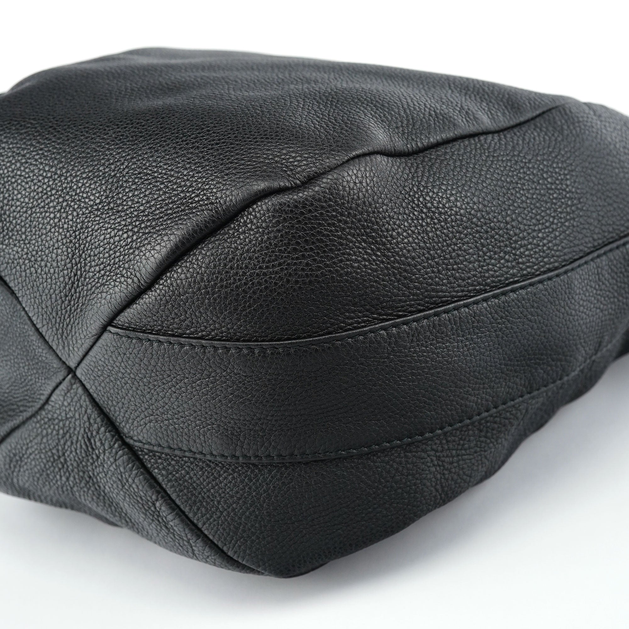 Black Leather Hobo Shoulder Bag