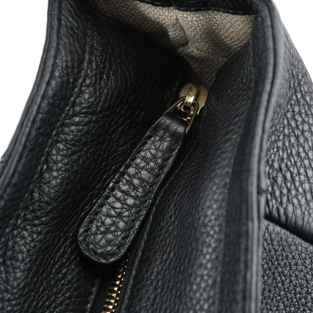 Black Leather Hobo Shoulder Bag
