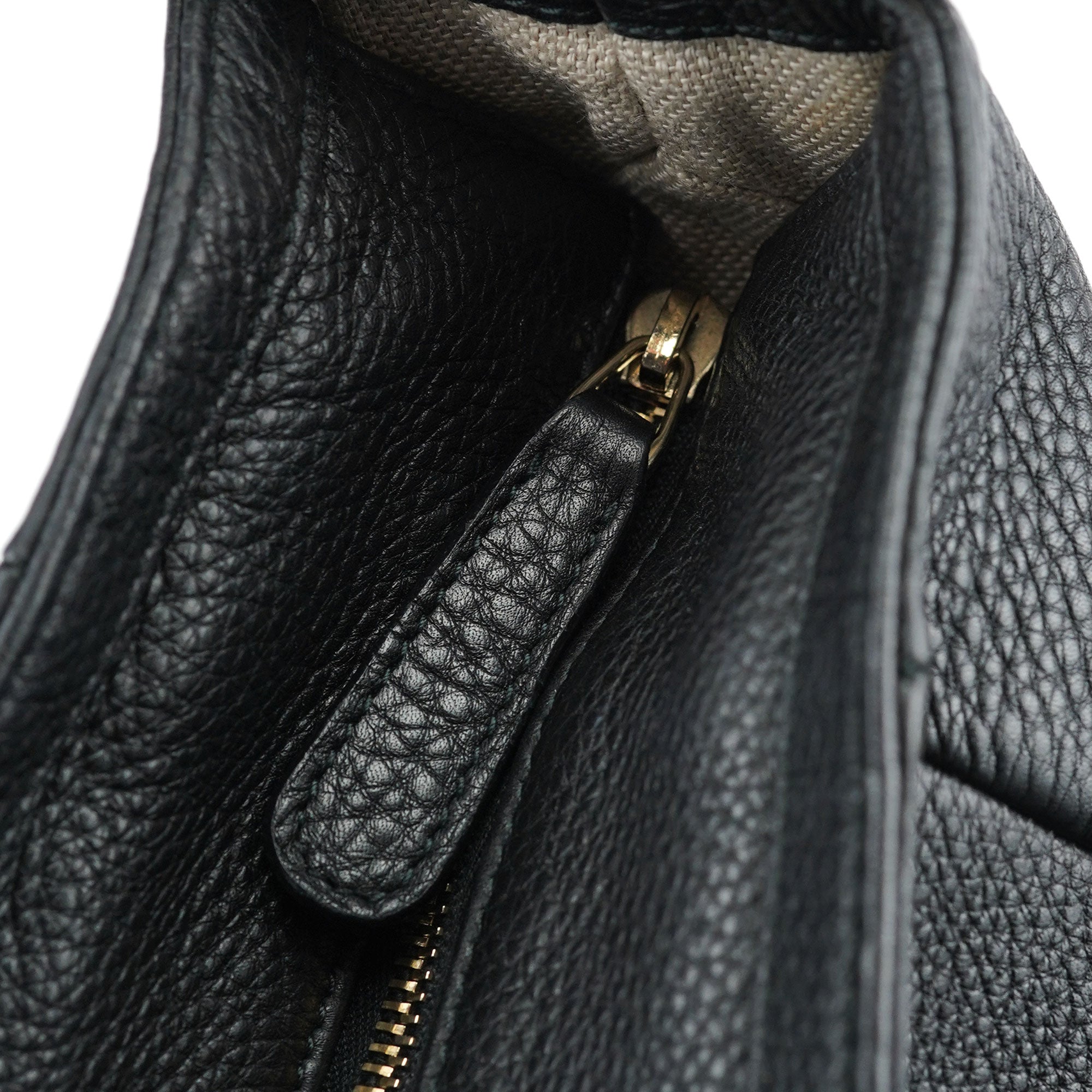 Black Leather Hobo Shoulder Bag