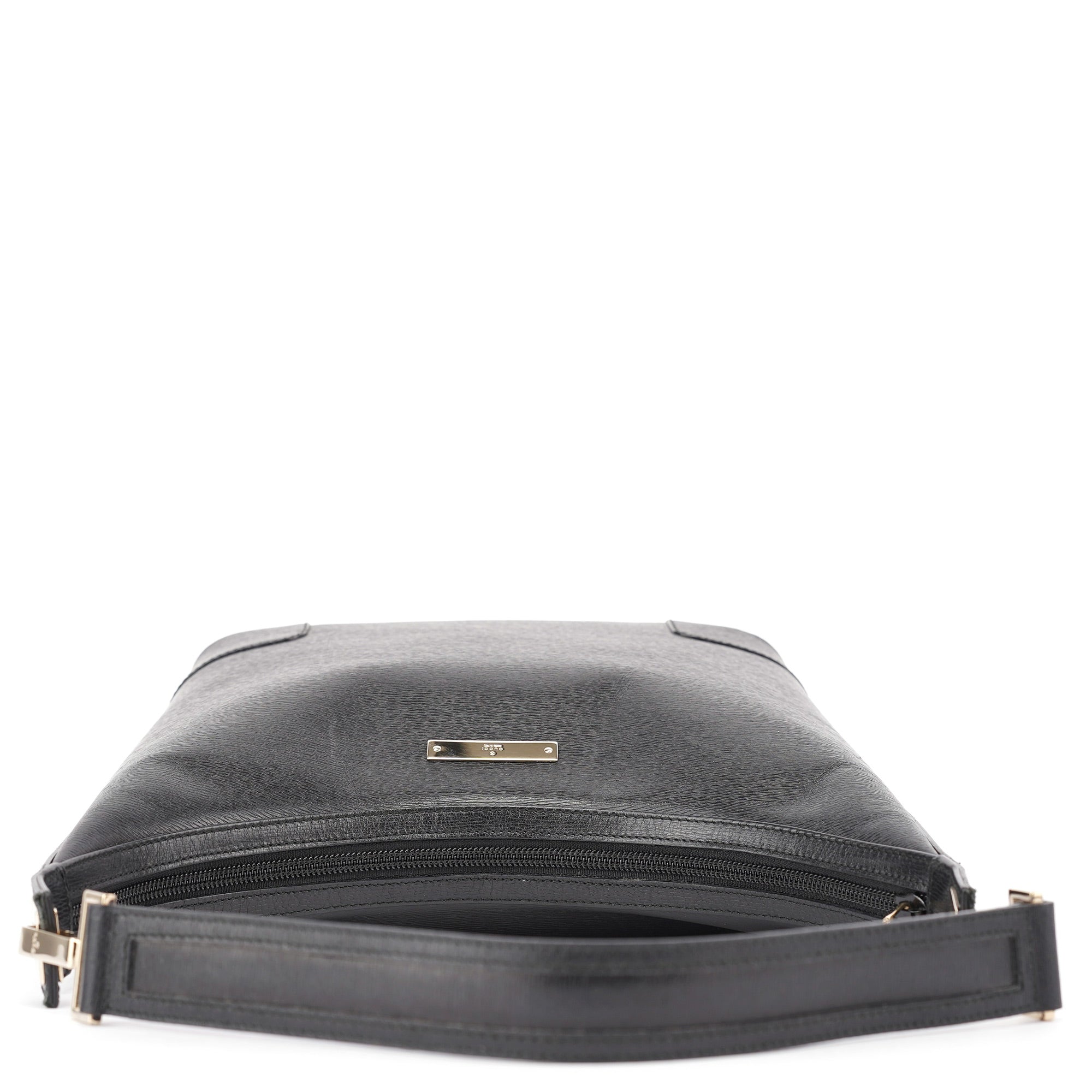 Black Leather Hobo Shoulder Bag