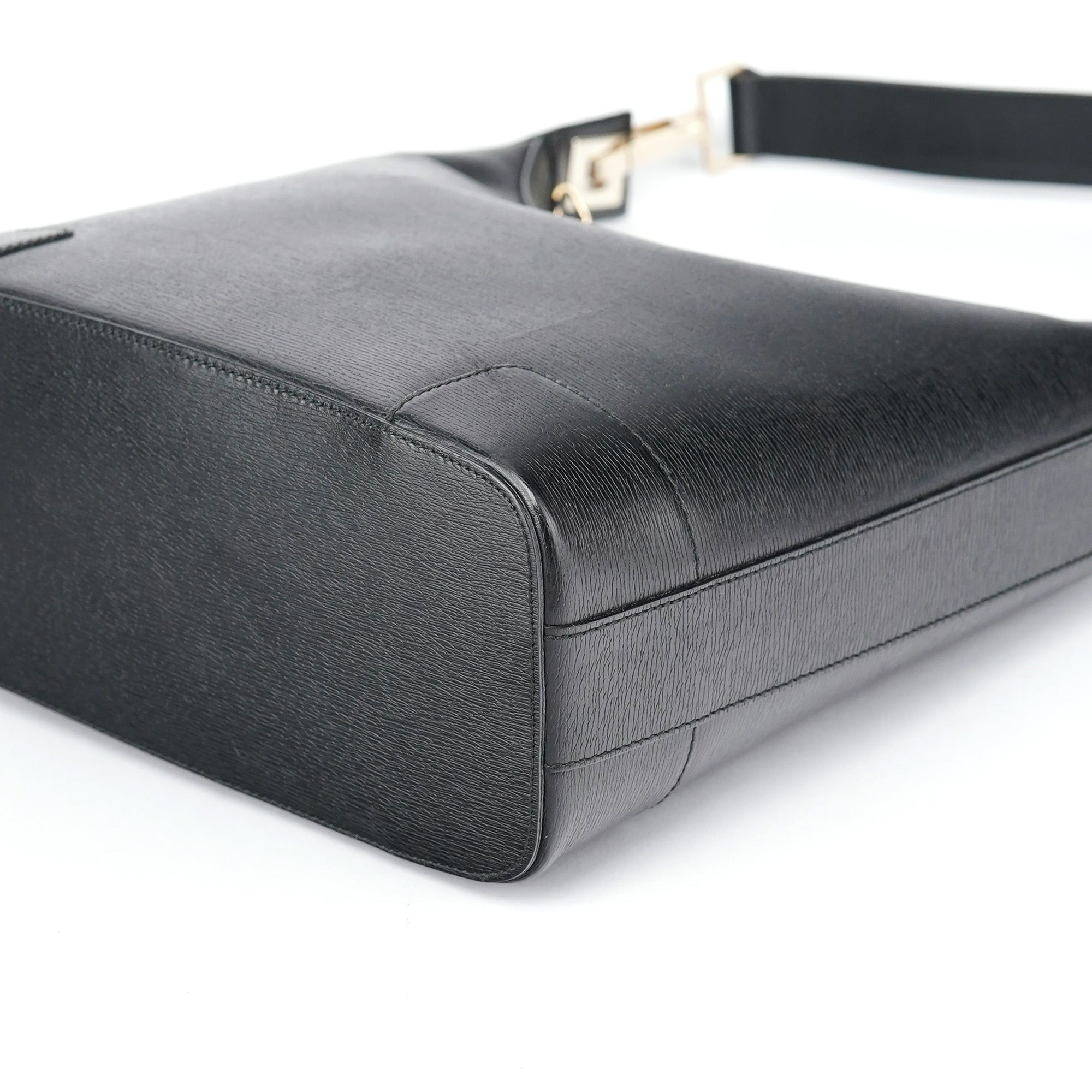 Black Leather Hobo Shoulder Bag