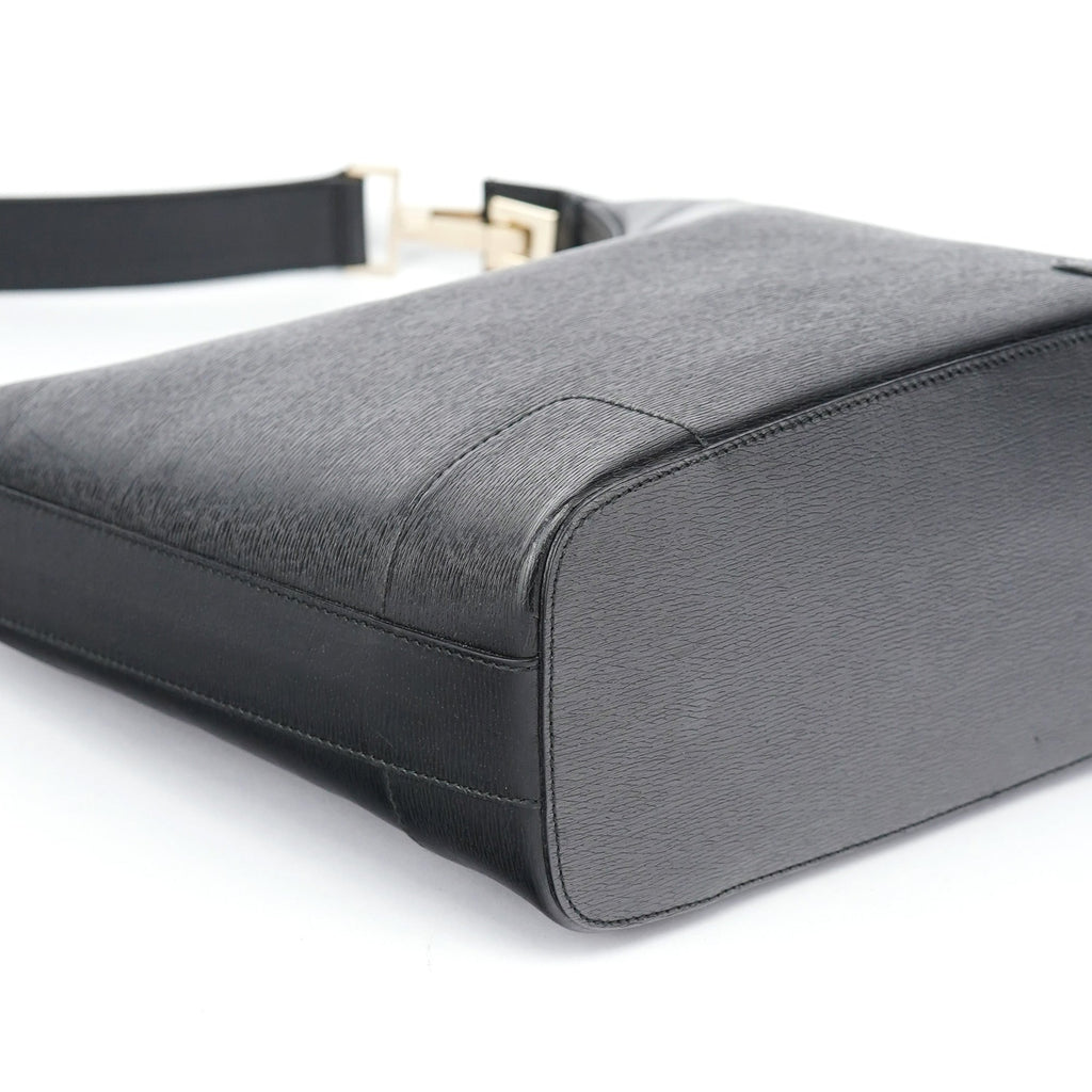 Black Leather Hobo Shoulder Bag