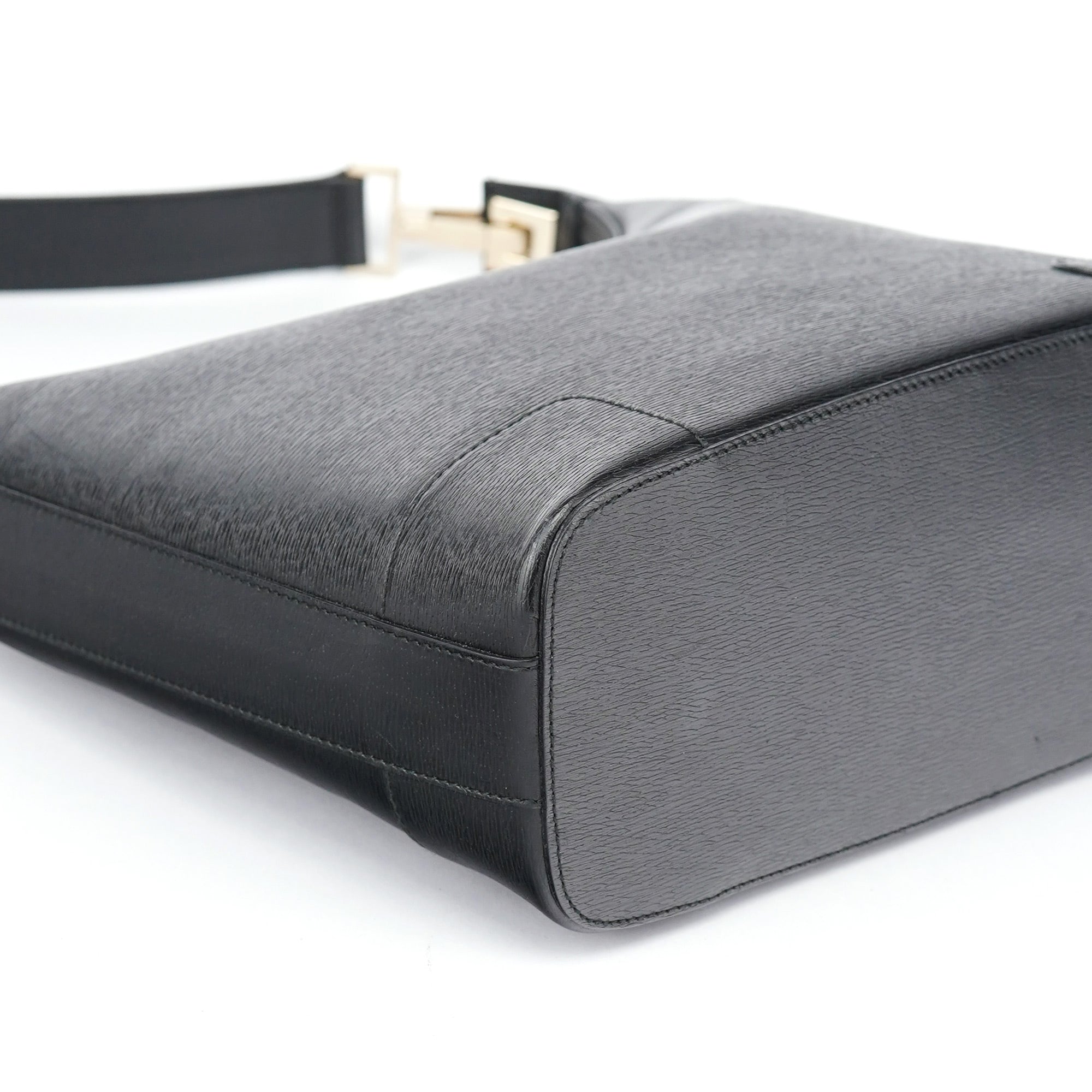 Black Leather Hobo Shoulder Bag