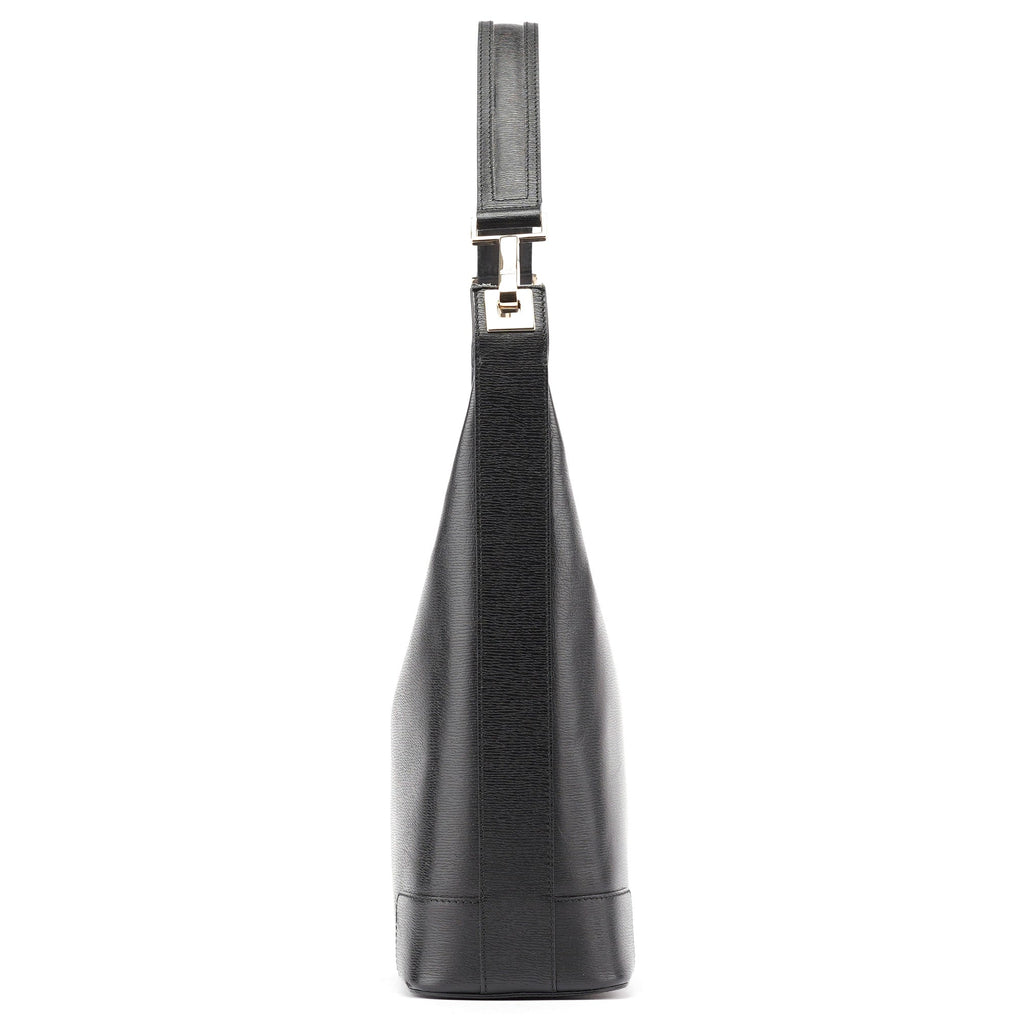 Black Leather Hobo Shoulder Bag