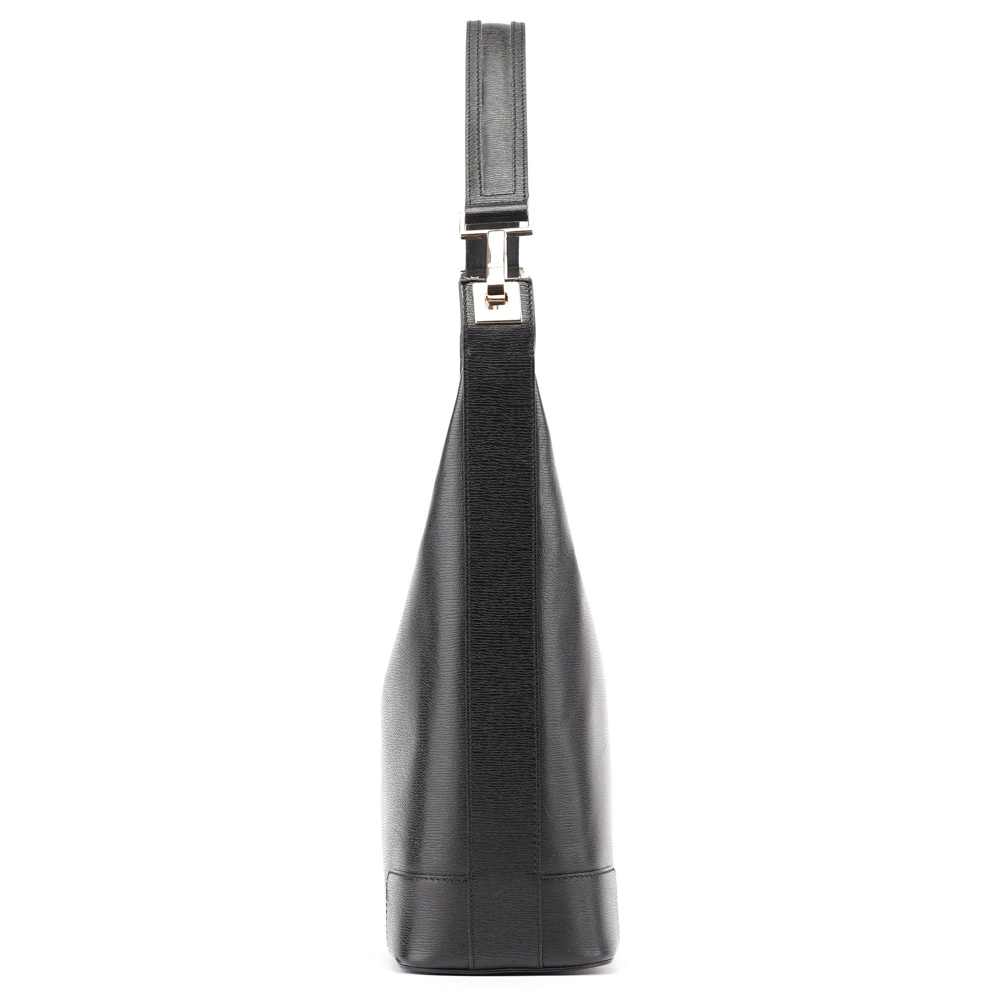 Black Leather Hobo Shoulder Bag