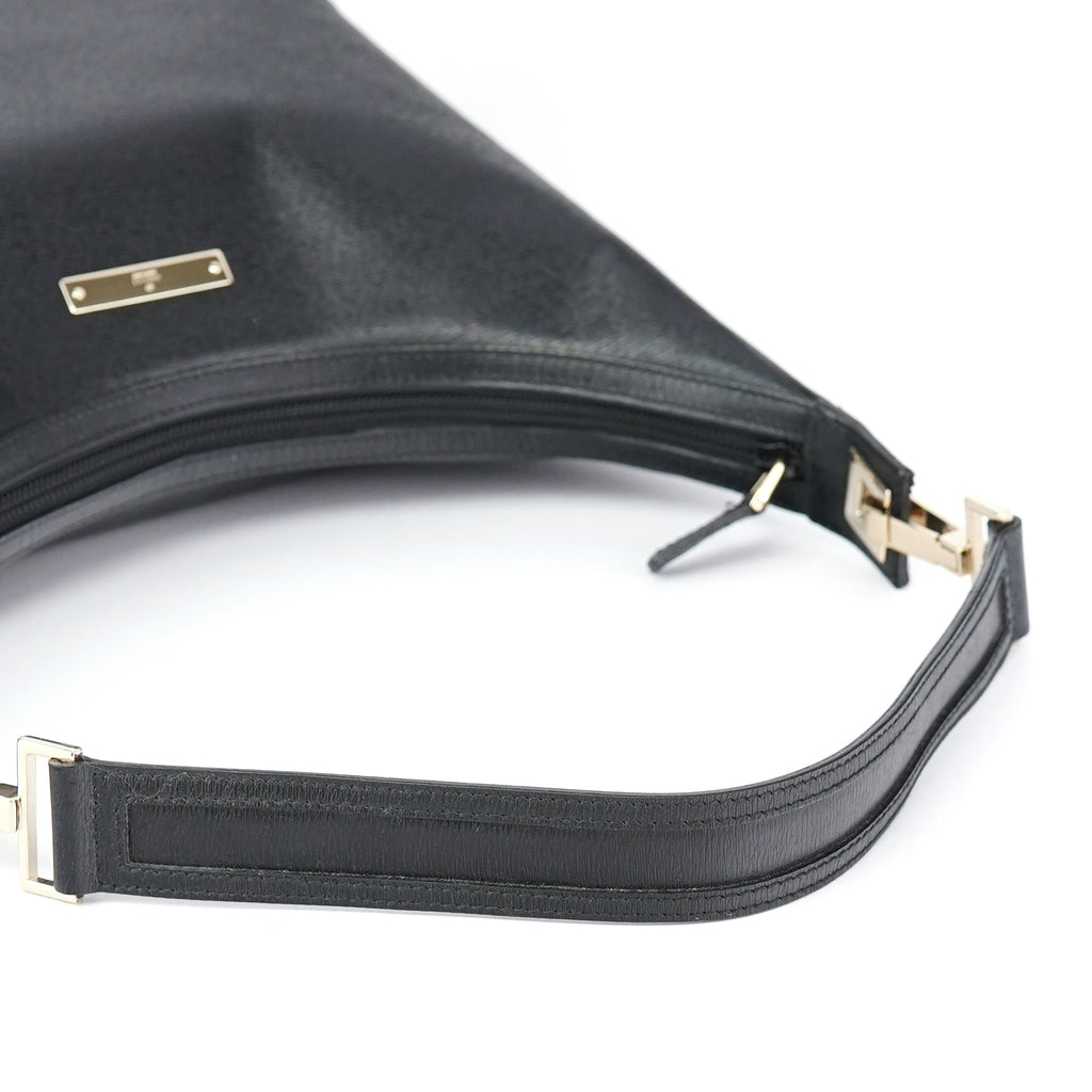 Black Leather Hobo Shoulder Bag