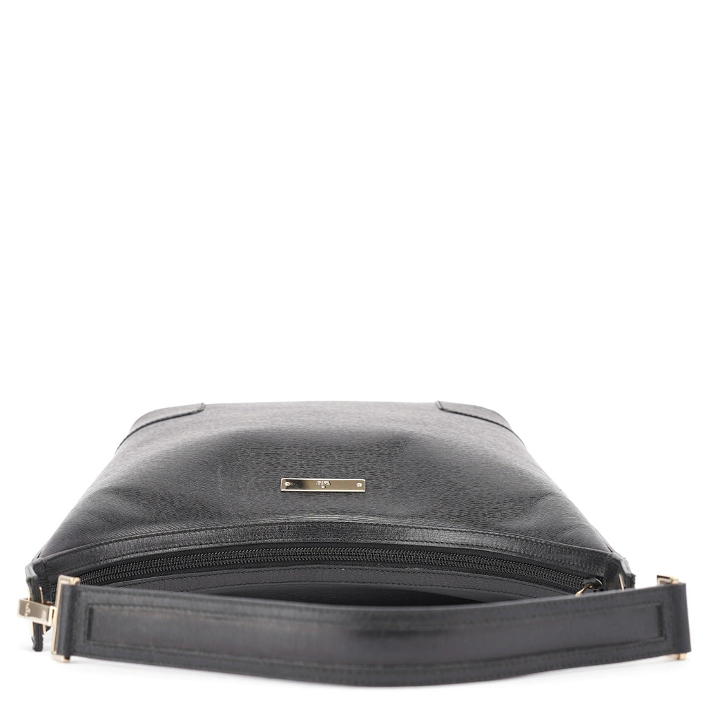 Black Leather Hobo Shoulder Bag