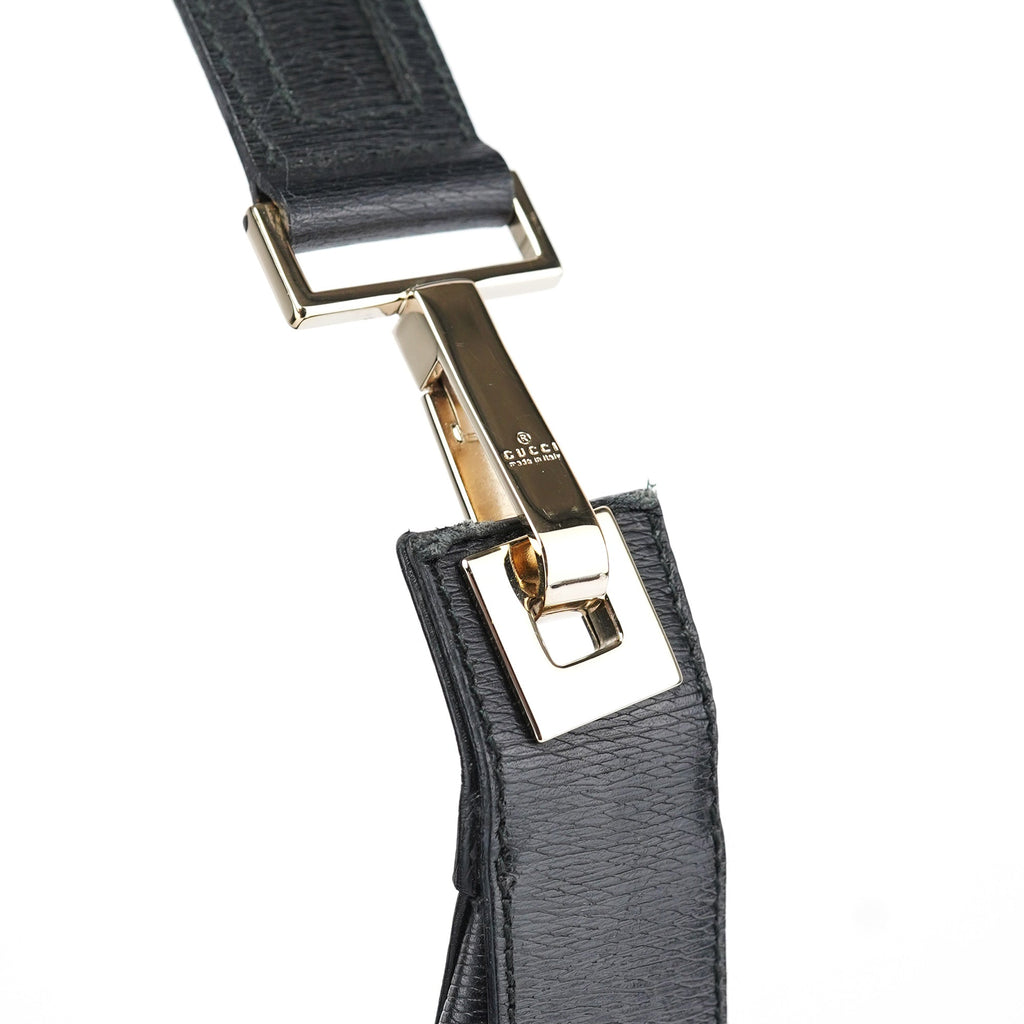Black Leather Hobo Shoulder Bag