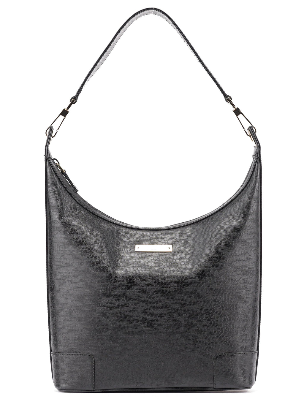 Black Leather Hobo Shoulder Bag