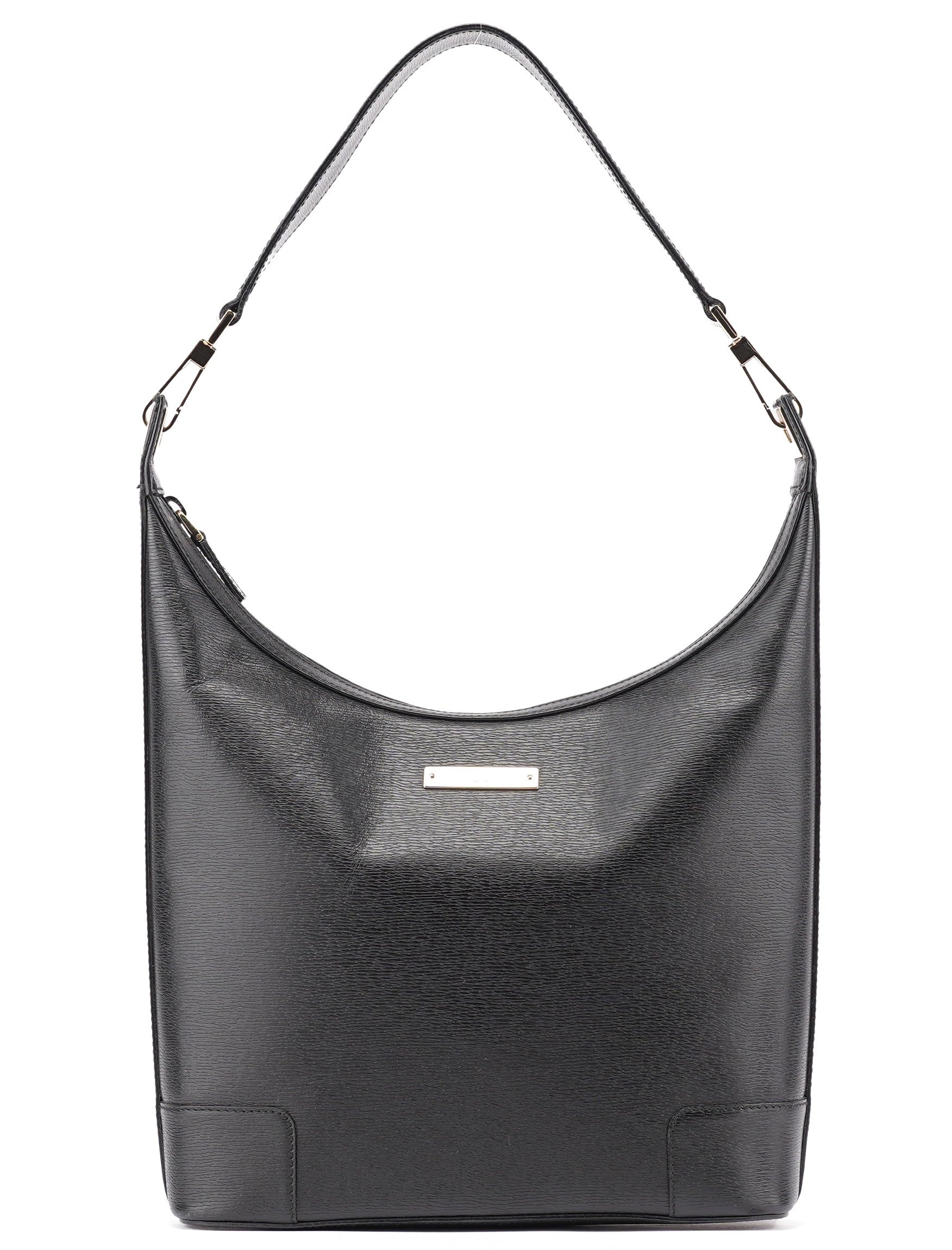 Black Leather Hobo Shoulder Bag