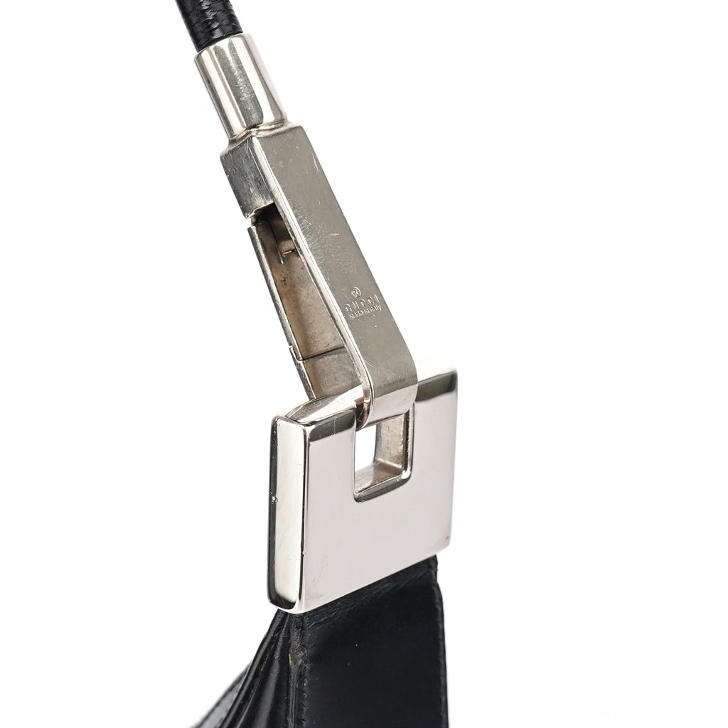 Black Leather Hobo Shoulder Bag