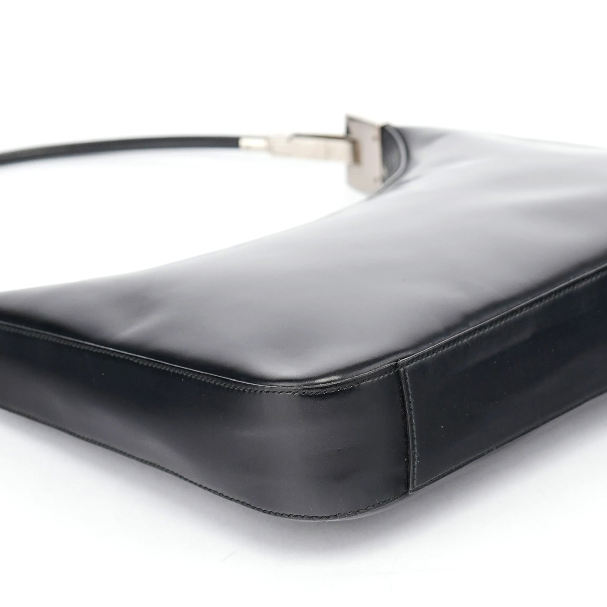 Black Leather Hobo Shoulder Bag