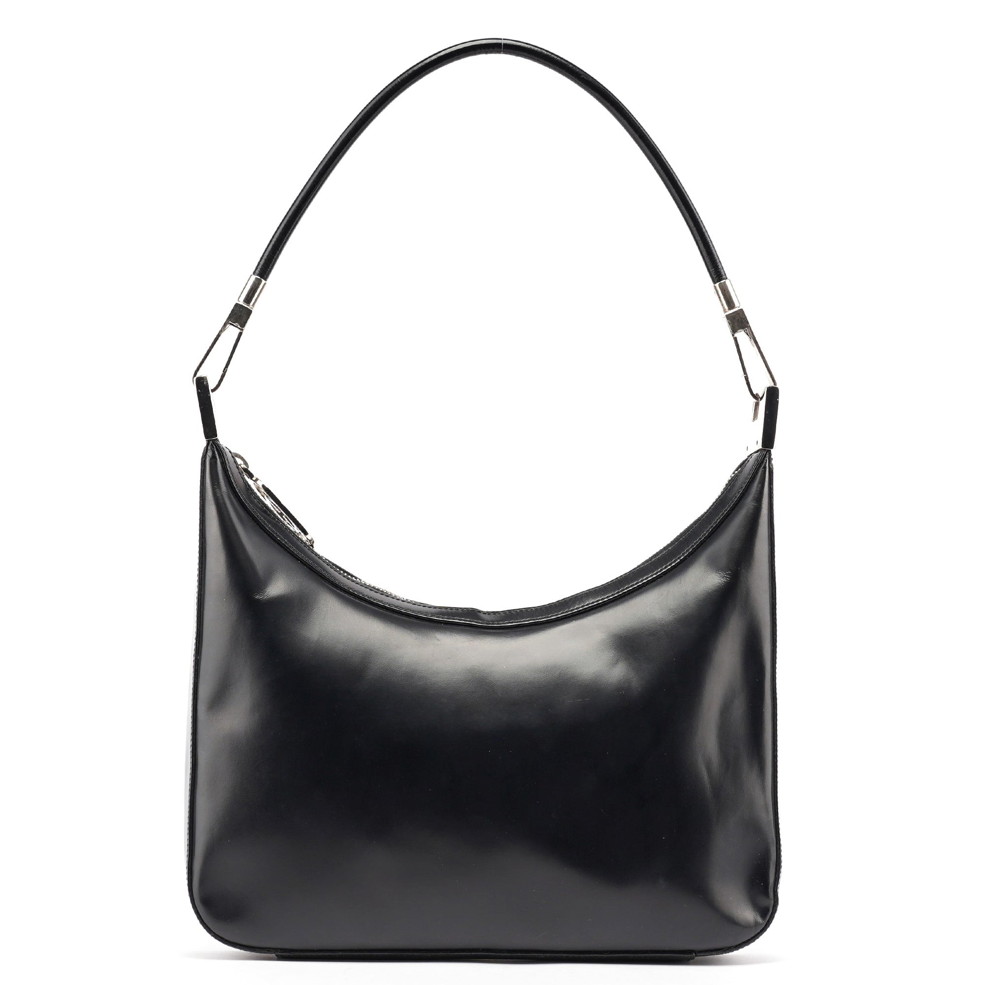Black Leather Hobo Shoulder Bag
