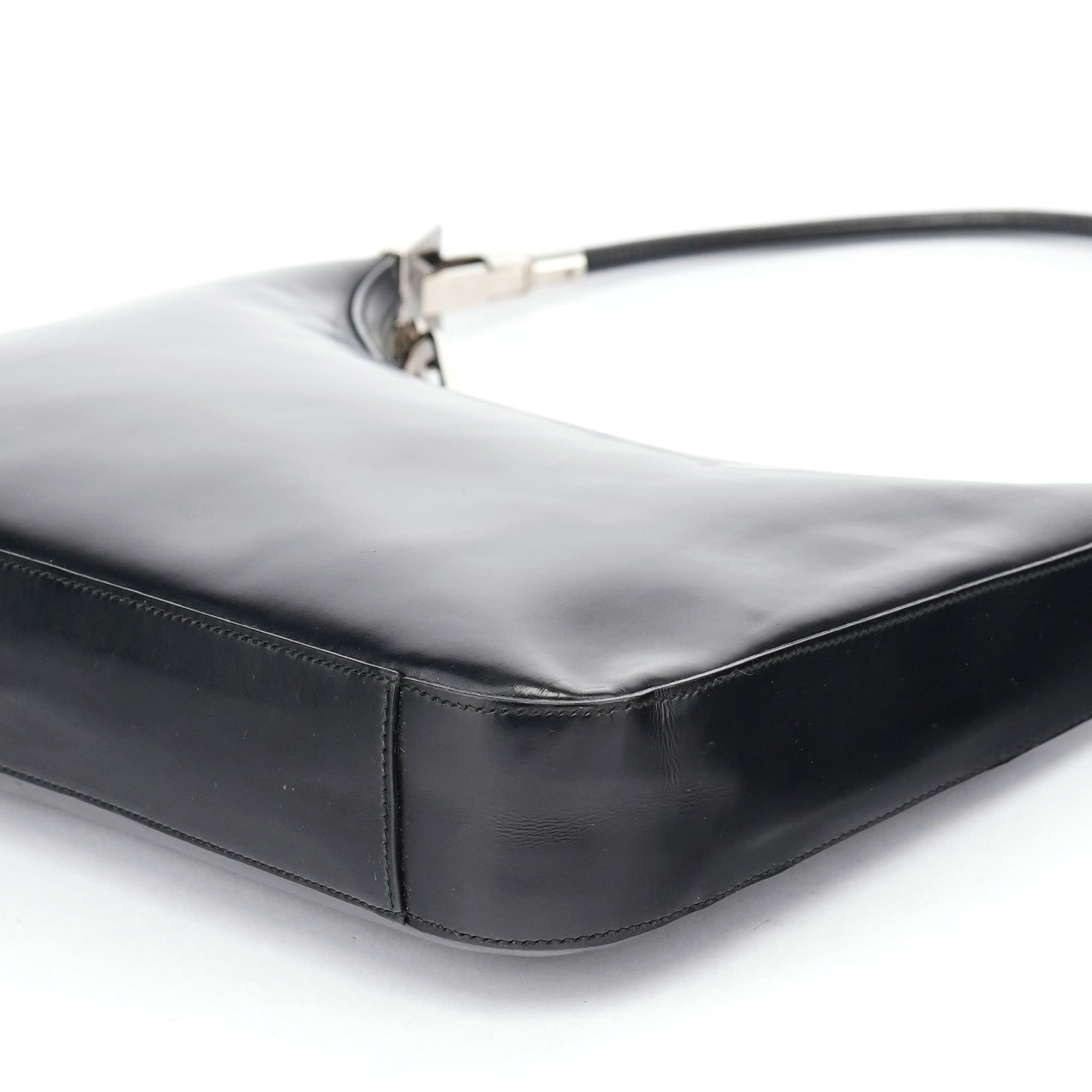 Black Leather Hobo Shoulder Bag