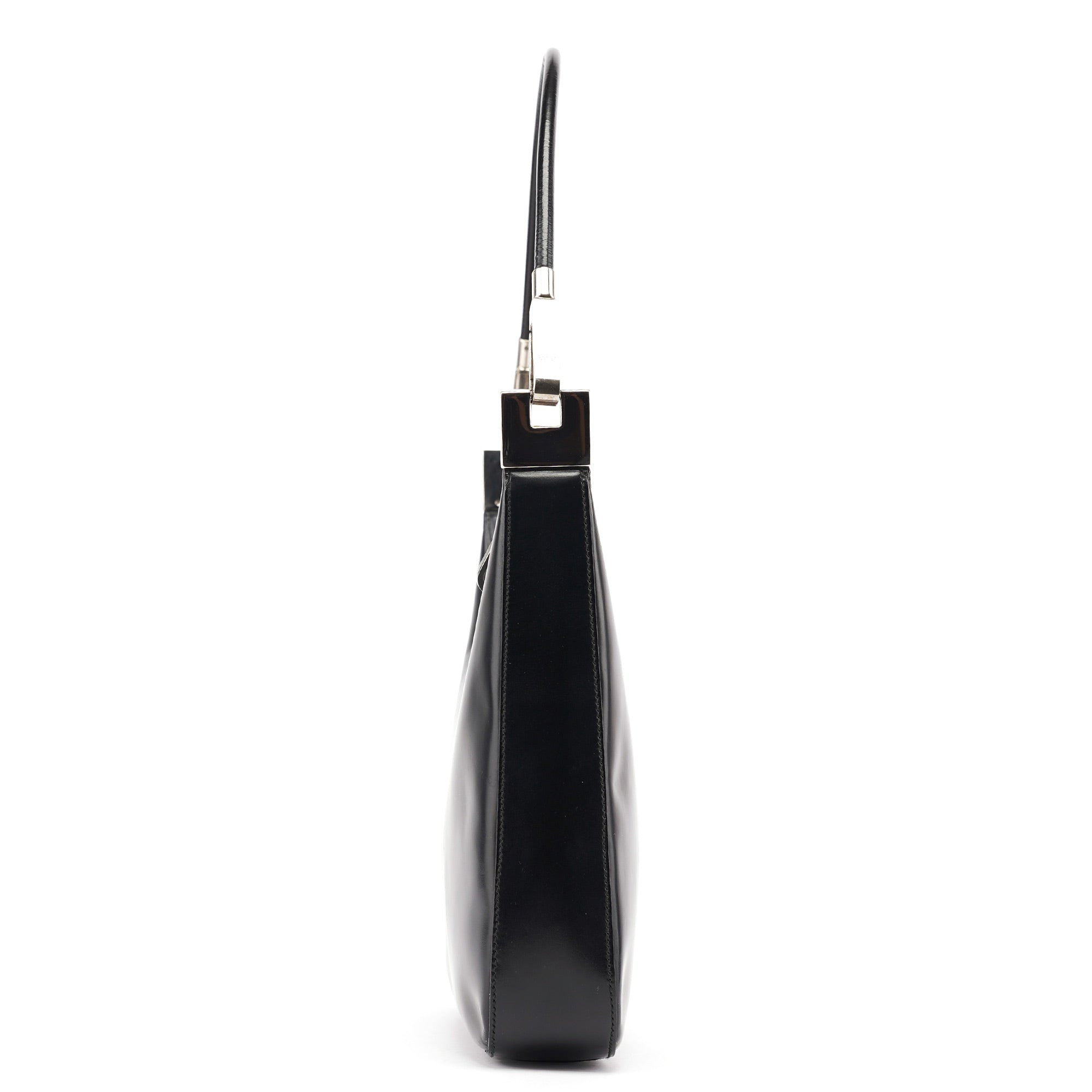Black Leather Hobo Shoulder Bag