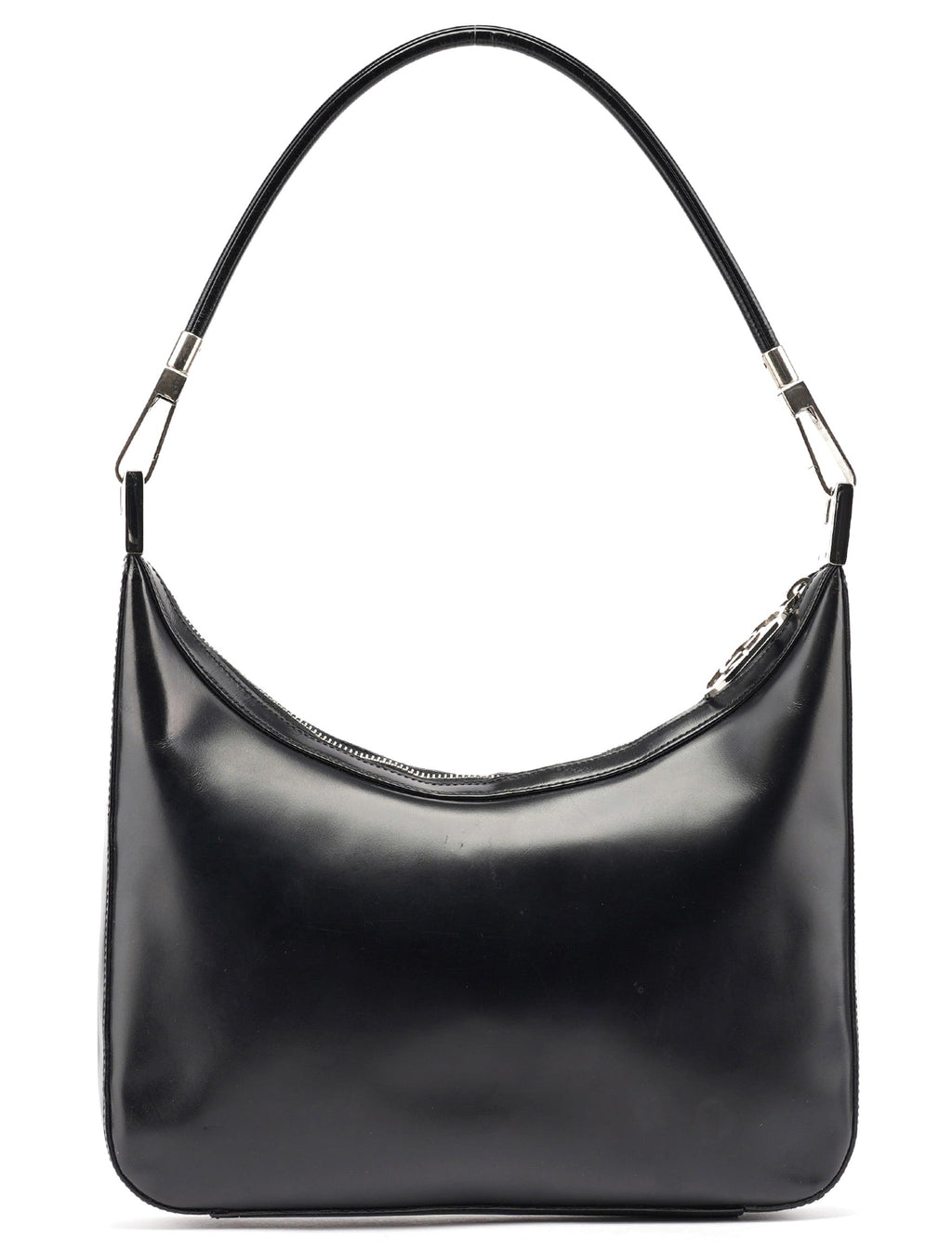 Black Leather Hobo Shoulder Bag
