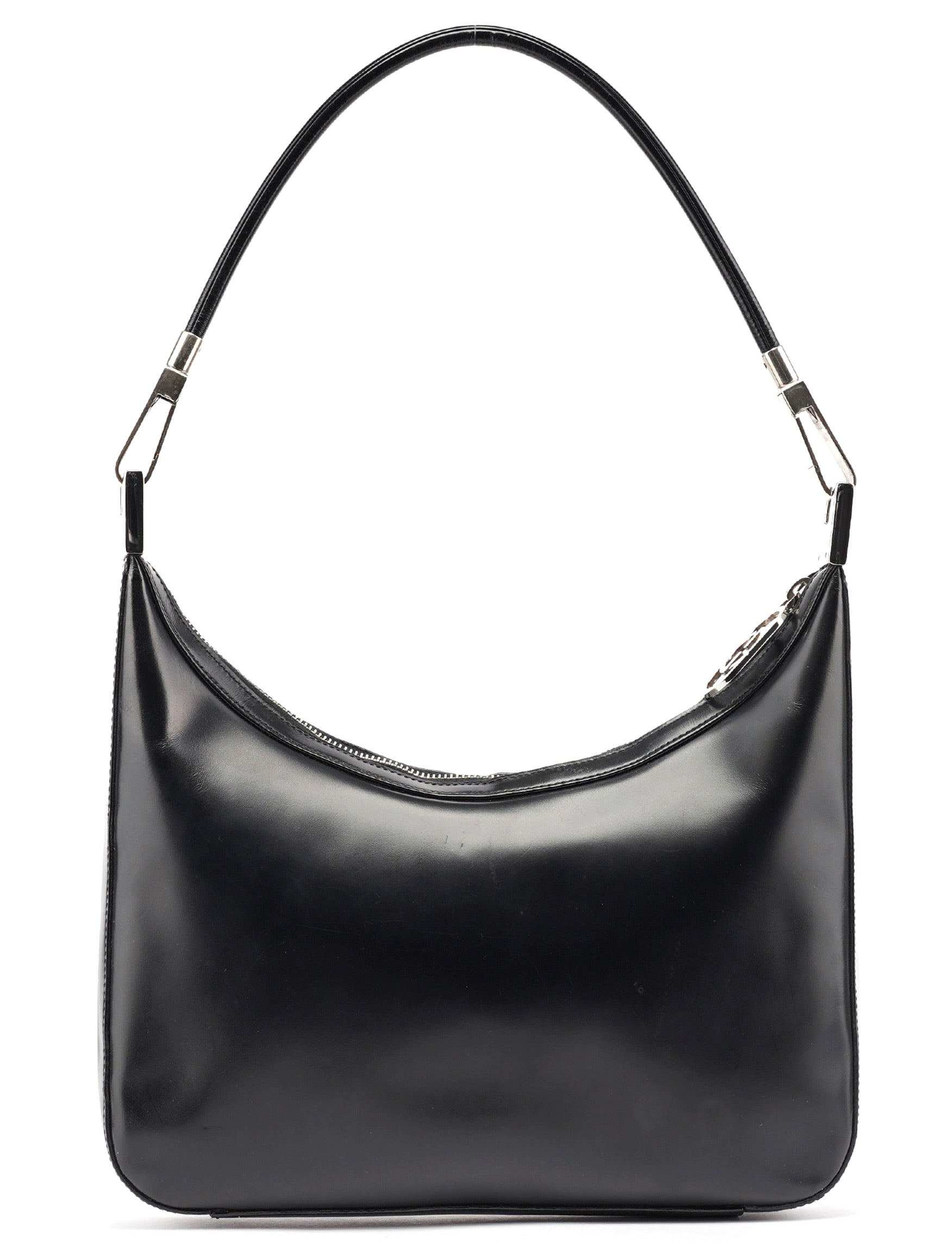 Black Leather Hobo Shoulder Bag