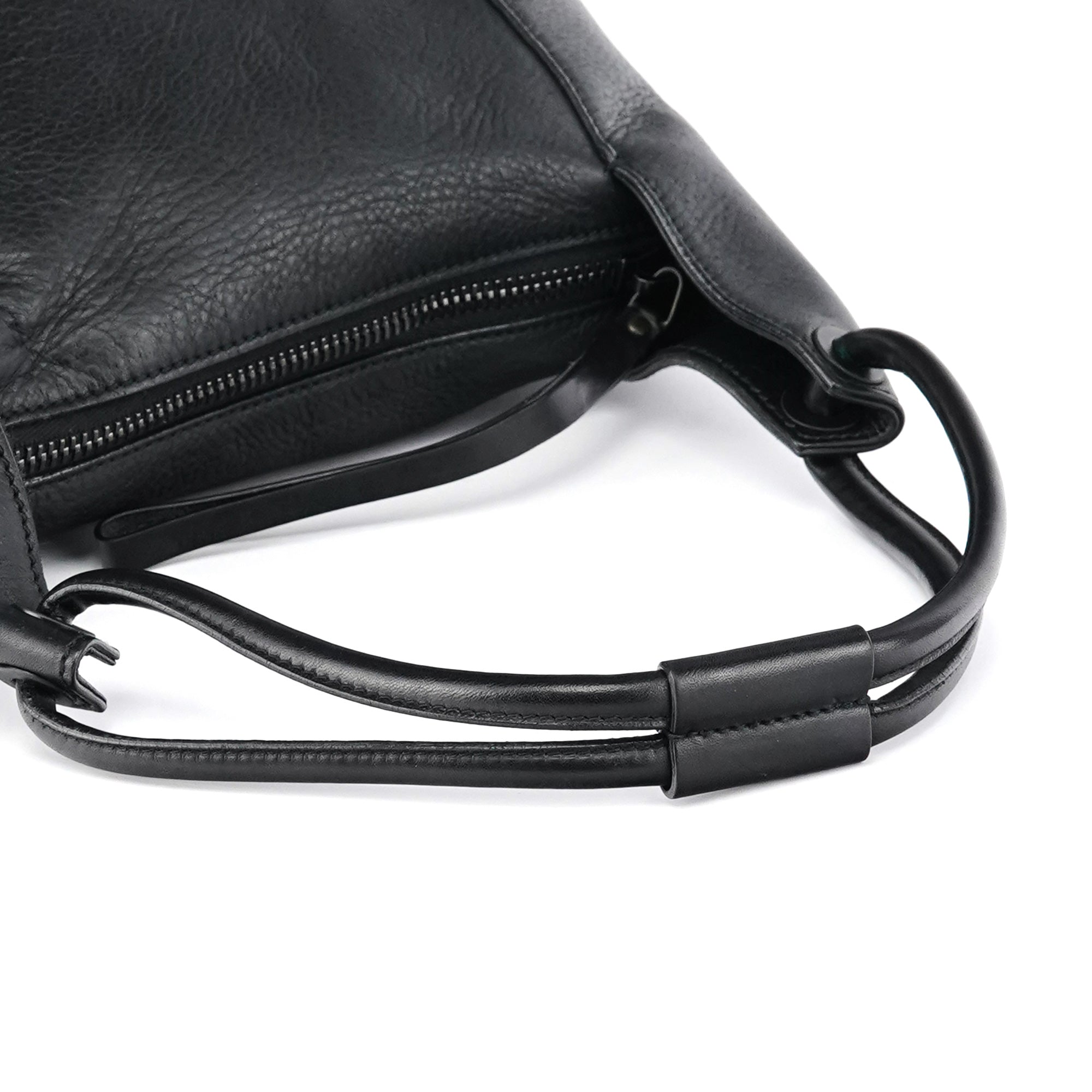 Black Leather Hobo Shoulder Bag