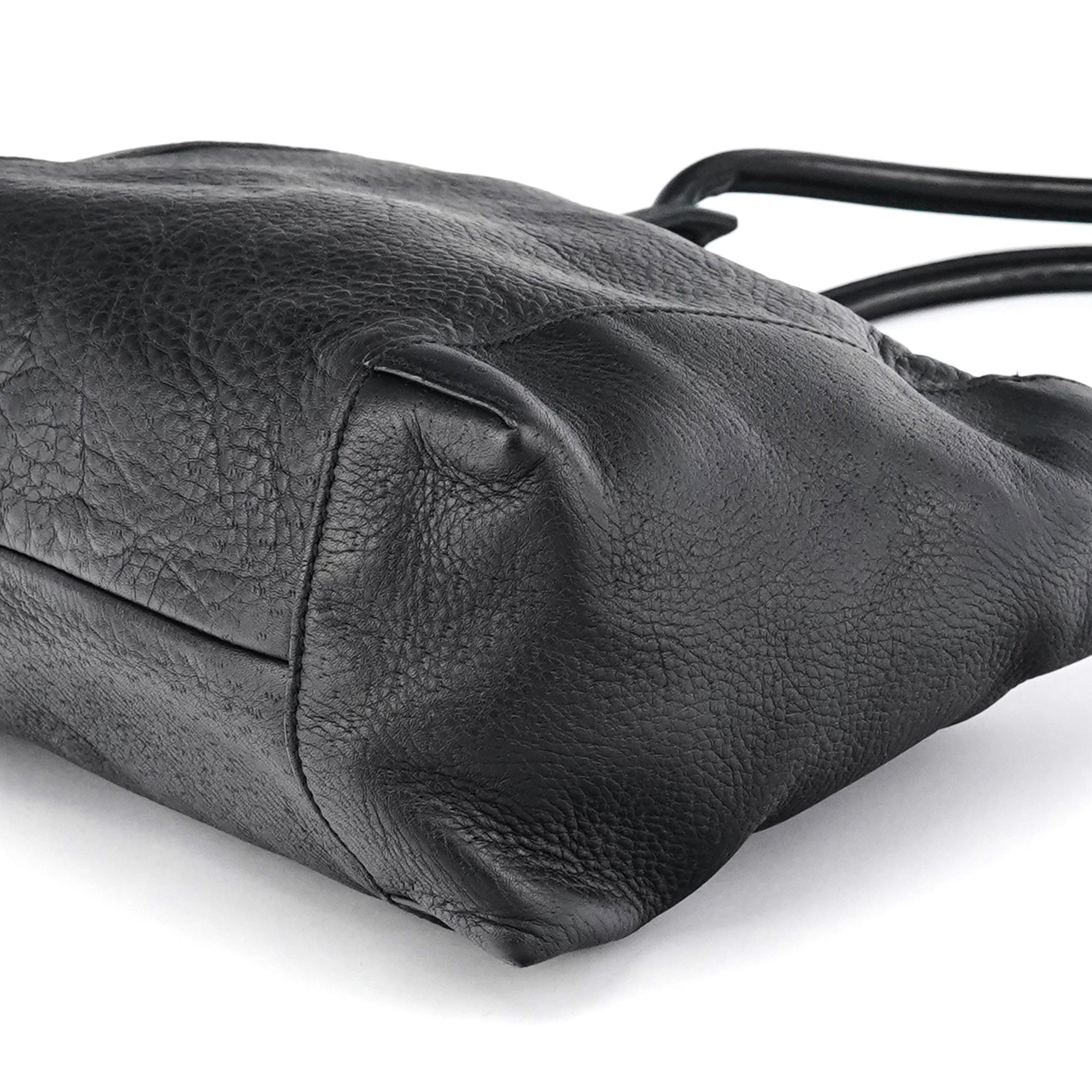 Black Leather Hobo Shoulder Bag