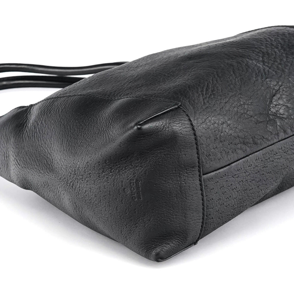 Black Leather Hobo Shoulder Bag